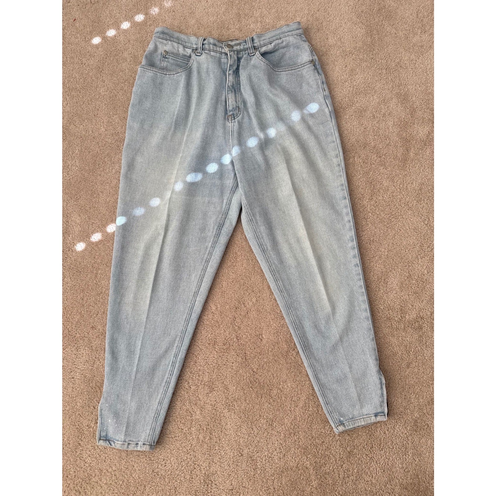 LA Blues Vintage 90s High Waisted Mom Jeans Light Wash Ankle Zip Blue Women 16