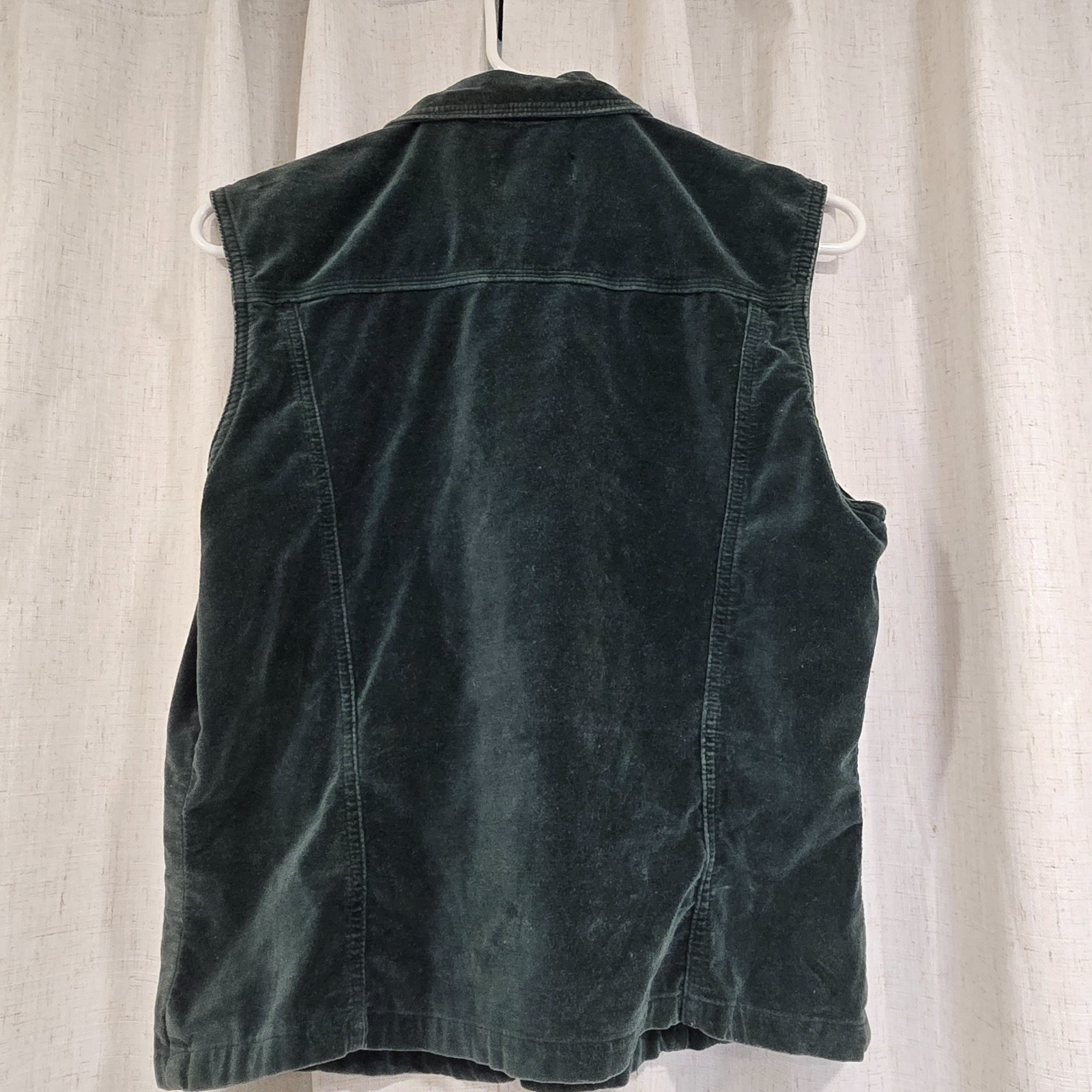 Vtg Sigrid Olsen Green Velvet Moto Zip up Vest Sz 10/M Boho Indie Dark Fairy