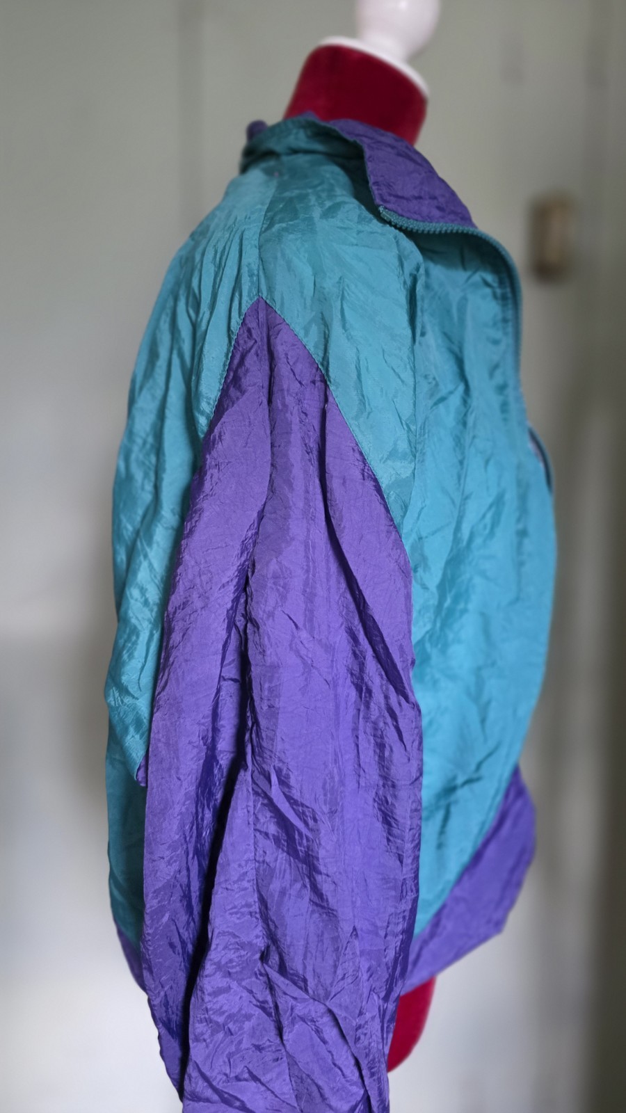 VTG Wilson 80’s Color Block Track Windbreaker Jacket SZ SM Purple Green White 🎾