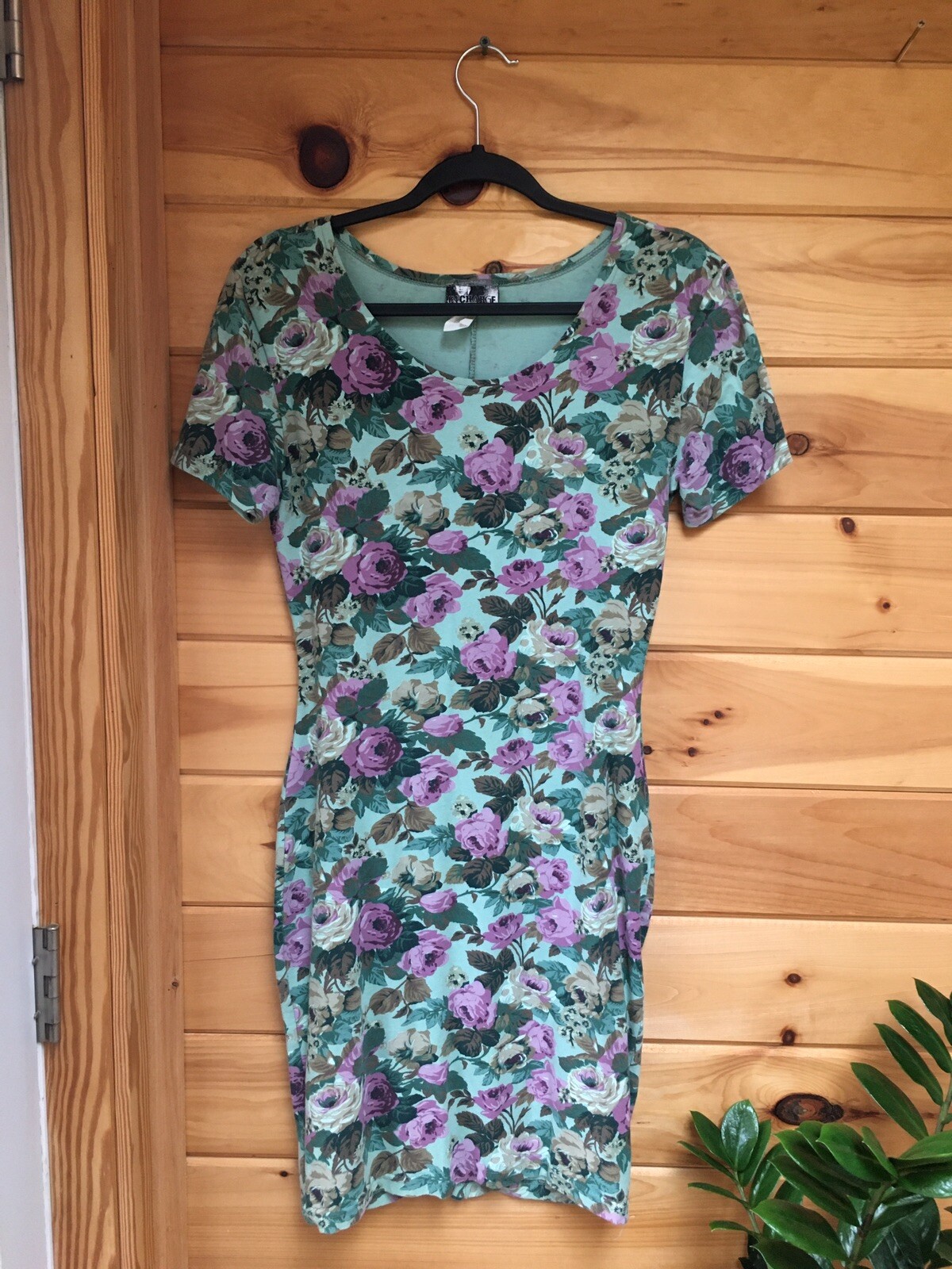 vintage 90s dress In Charge Bodycon Green And Pink Floral Grunge Mini Dress