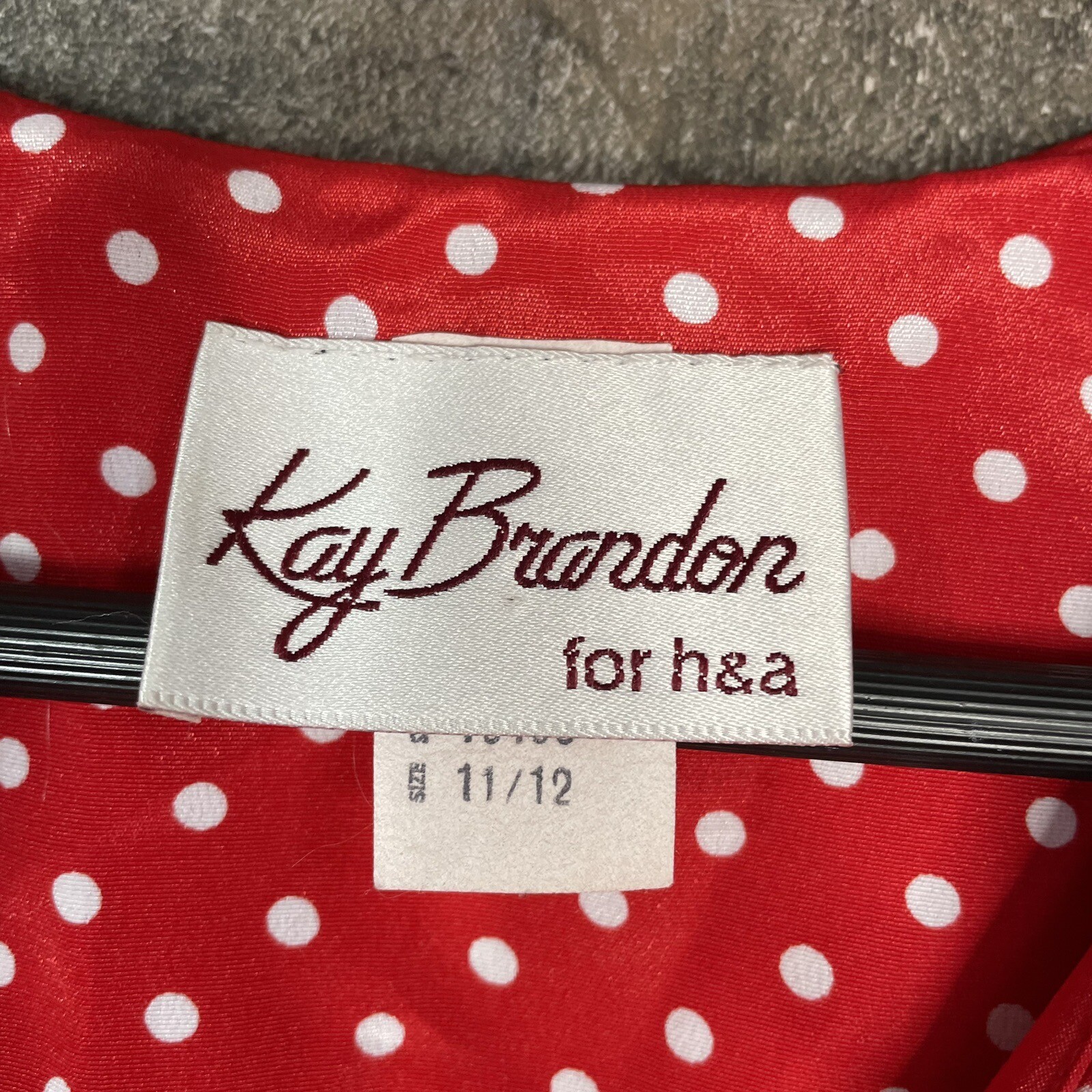 VTG Kay Brandon For h&a Dress Size 11 12 Red & White Polka Dot Long Sleeve Belt