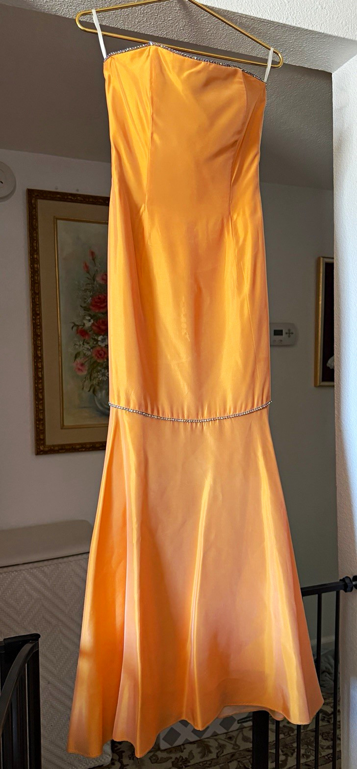 Y2K VTG Jessica McClintock Taffeta & Rhinestone Strapless Gown Size 6 XS Juniors