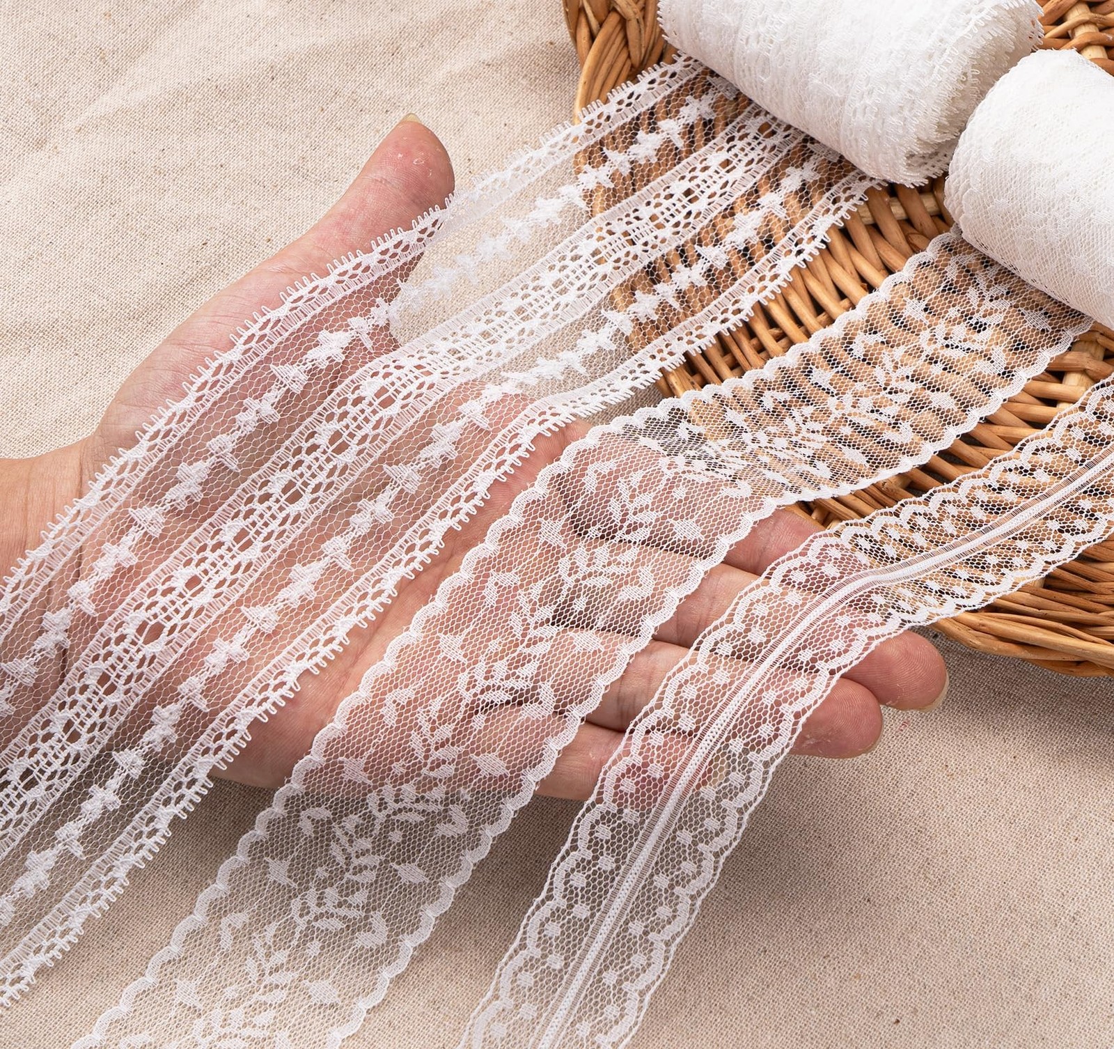 ilauke 82 Yards White Lace Ribbon 15 Rolls Vintage Lace Trims | Lace with Ass…