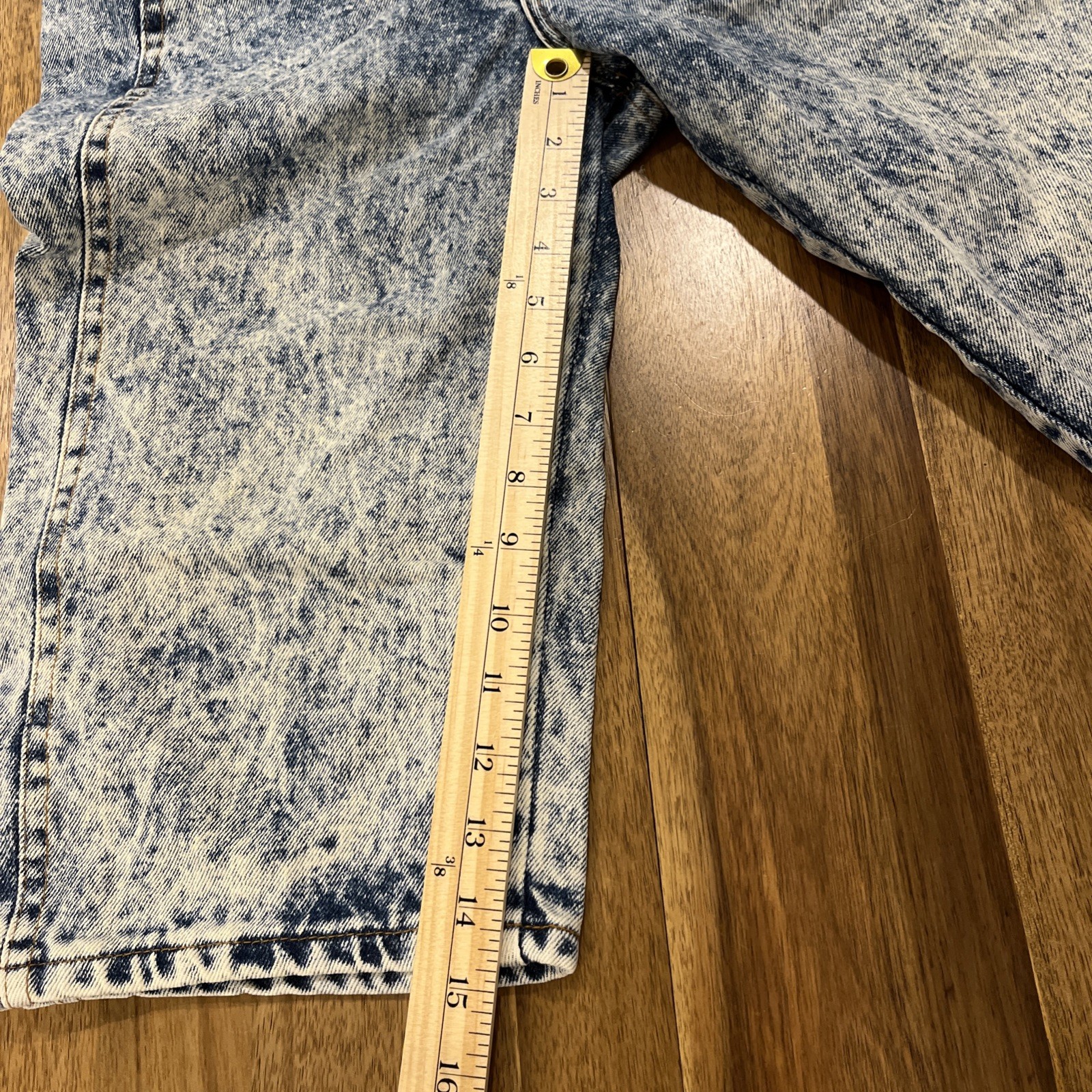VTG 90s Acid Wash Denim Shorts Chic 15 Inch Inseam High Waist Jean Shorts S USA