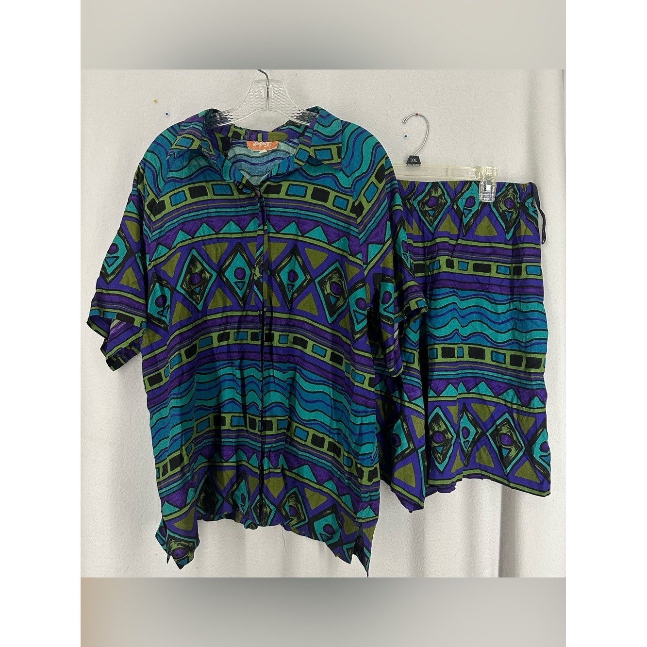 Vintage Lansford II Button Down Shirt & Shorts Set Women’s Size 16 Retro