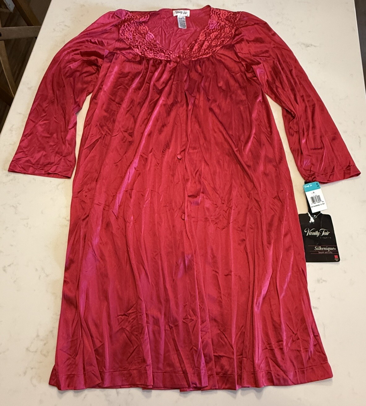 Vanity Fair Silkenique Smooth & Silky Pink Tone Lace Nightgown-Peacoat NEW W/tag