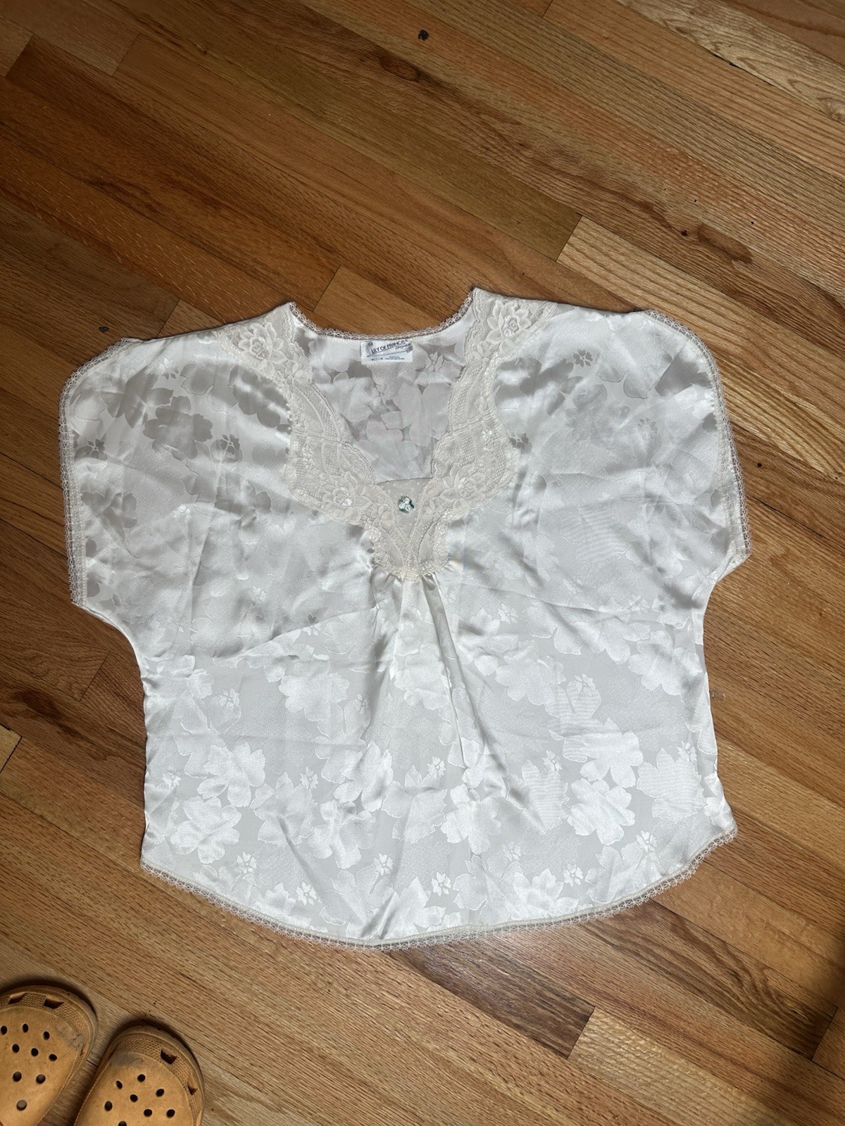 Vintage Lily of France Sleepwear Lace Top Size Medium White Floral