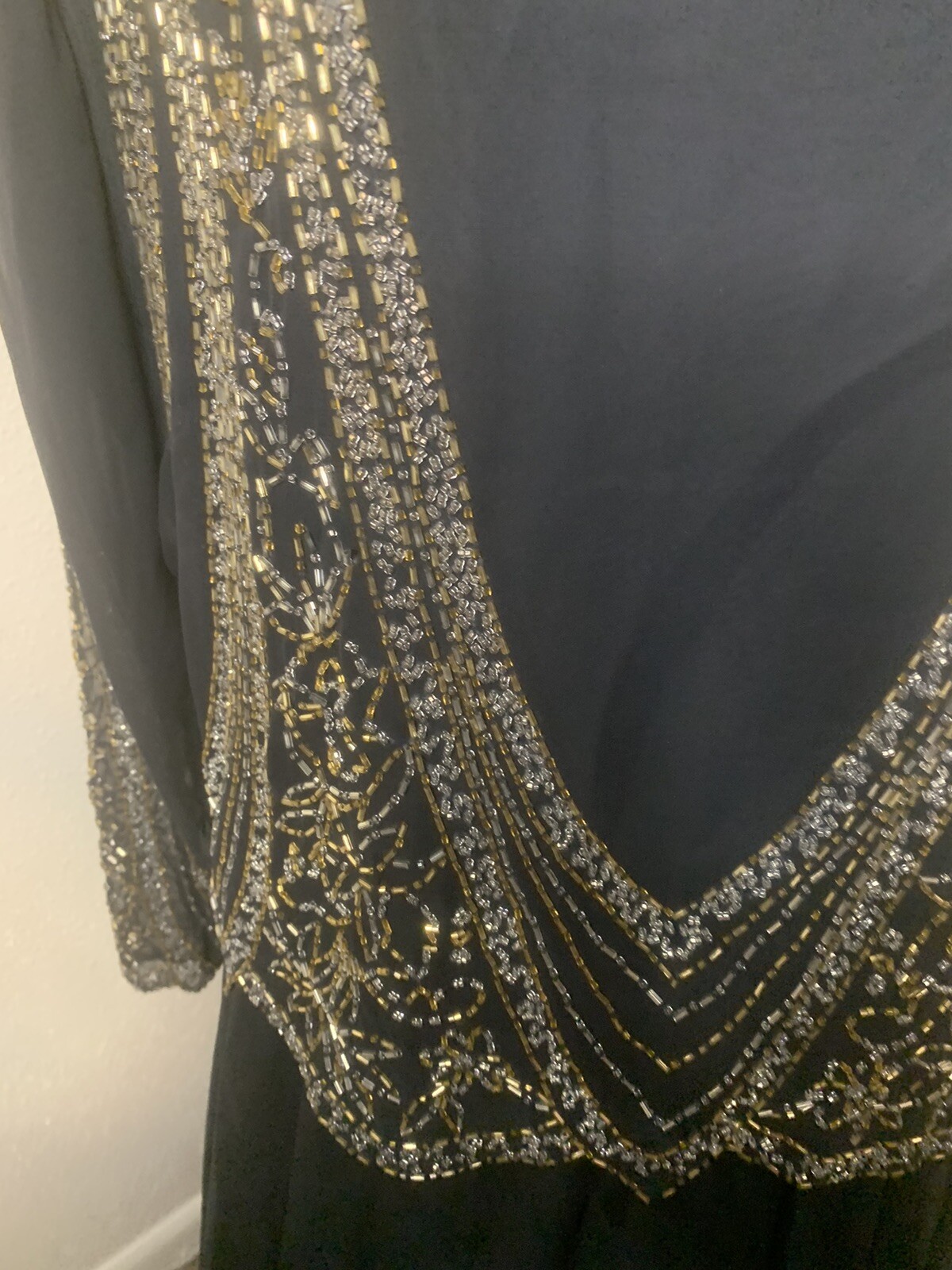 Vintage Miss Elliette Beaded Chiffon Evening Dress 16