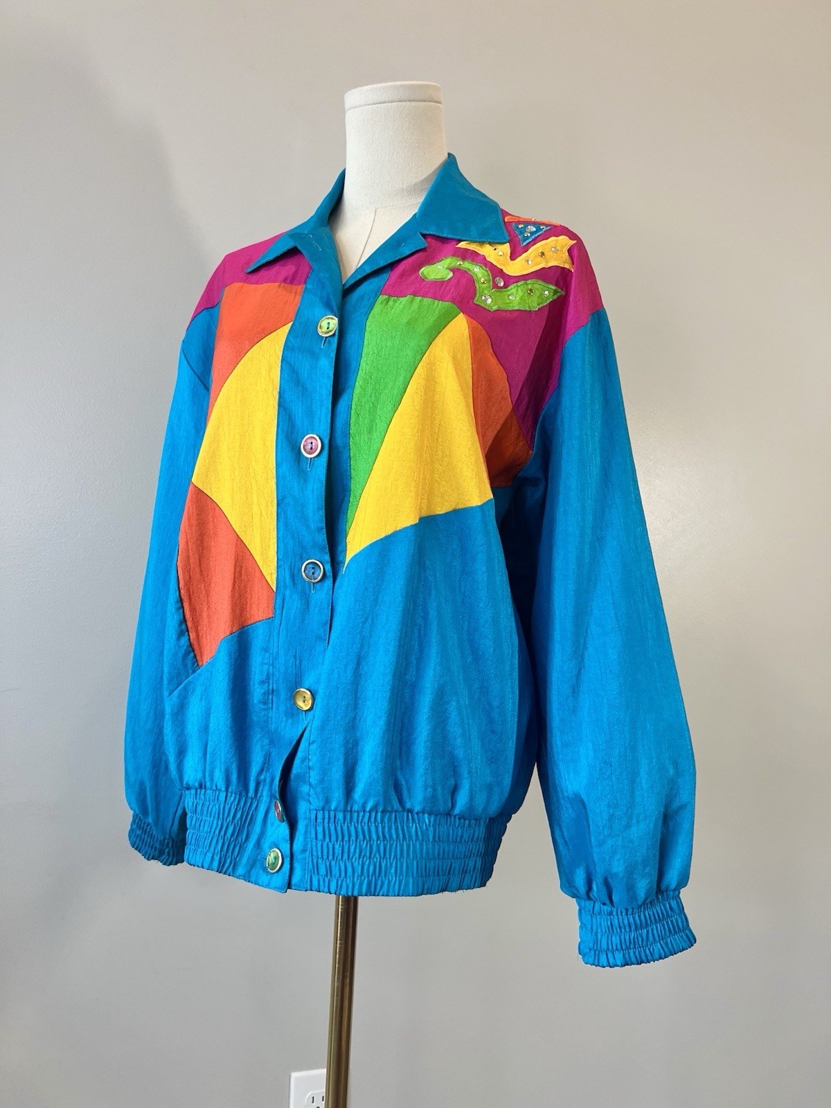 Vintage 1980s Colorblock Winderbreaker Retro Colorful Jacket Small Medium