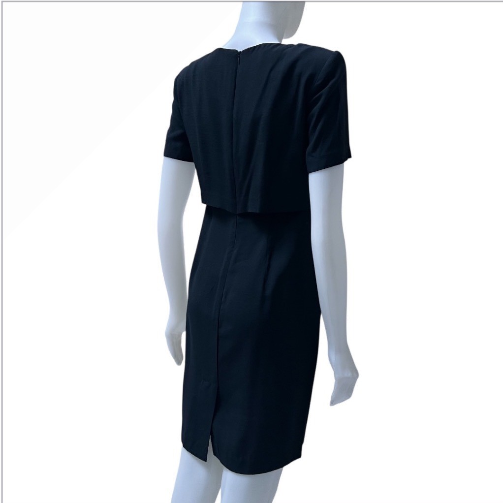 Vintage 90s Colorblock Bow Sheath Dress Retro Mod Office Siren Made in USA SP