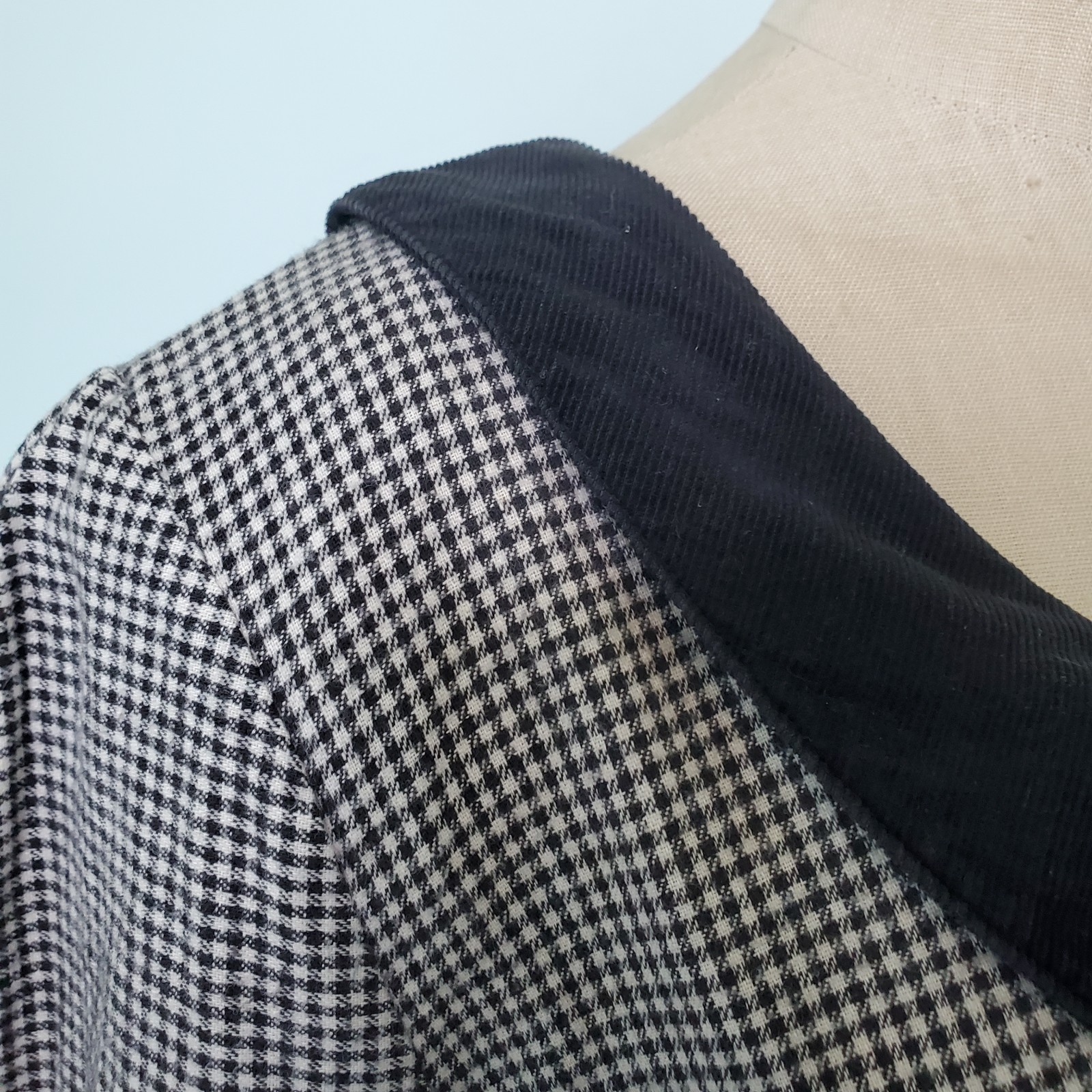 Vtg Misty Lane 8 M Houndstooth Maxi Dress Flannel Cotton Modest Cottage Academia