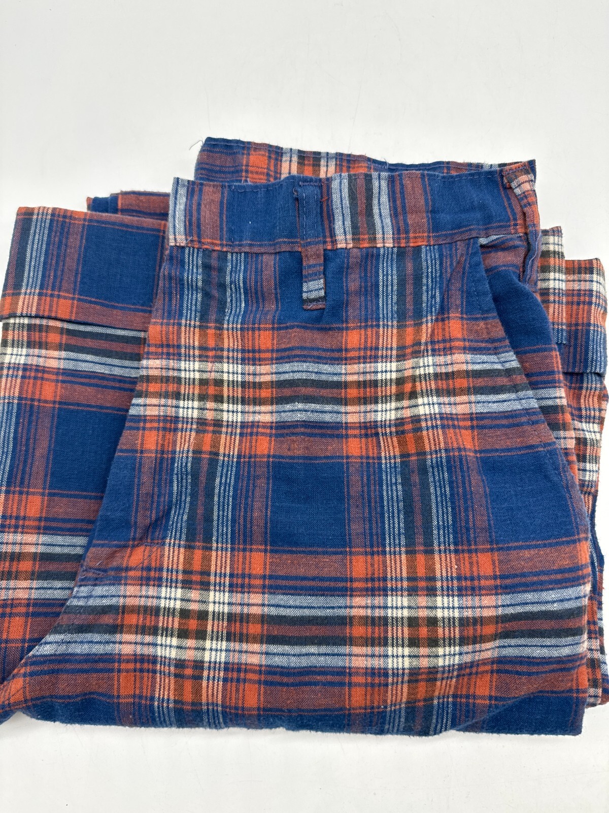 Vintage 1970s Tads Plaid Bell Bottoms Deadstock Pants Blue red Orange White