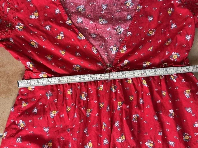 Retro 70s Red Prairie Mini dress Billabong X Wrangler Western VTG Cottage Boho