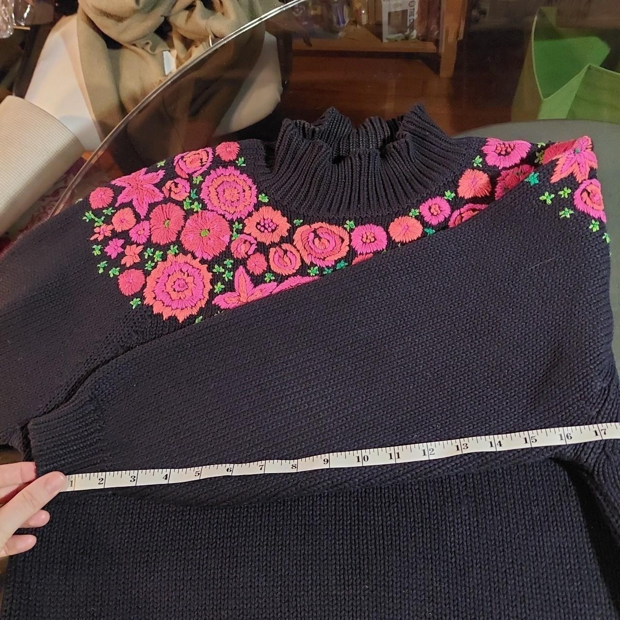 Vintage 100% cotton Ann Taylor black, pink, red, orange, and green thick sweater