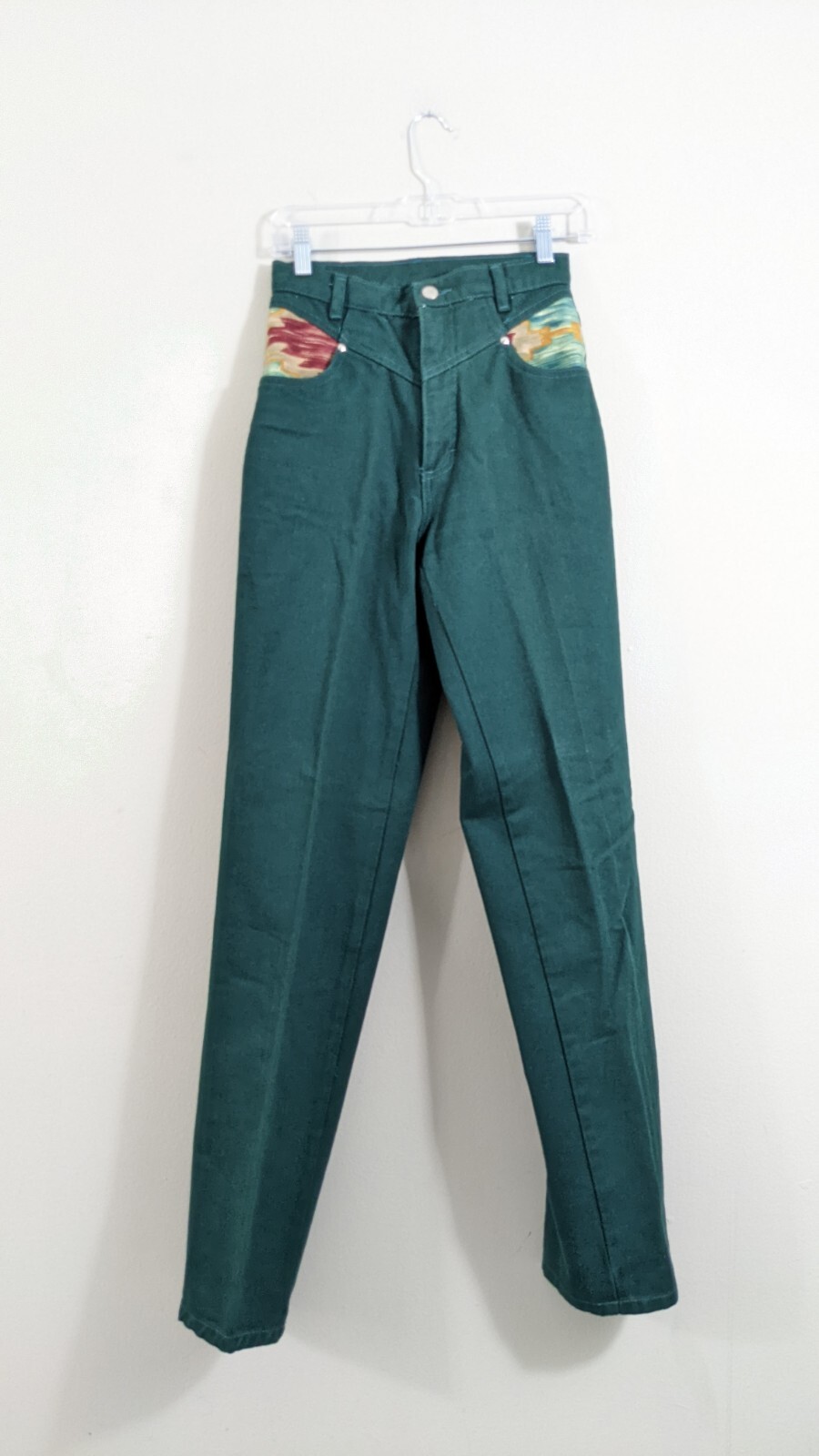 Green Denim Roper Jeans – High waisted 90s Vintage Country Western – southwest