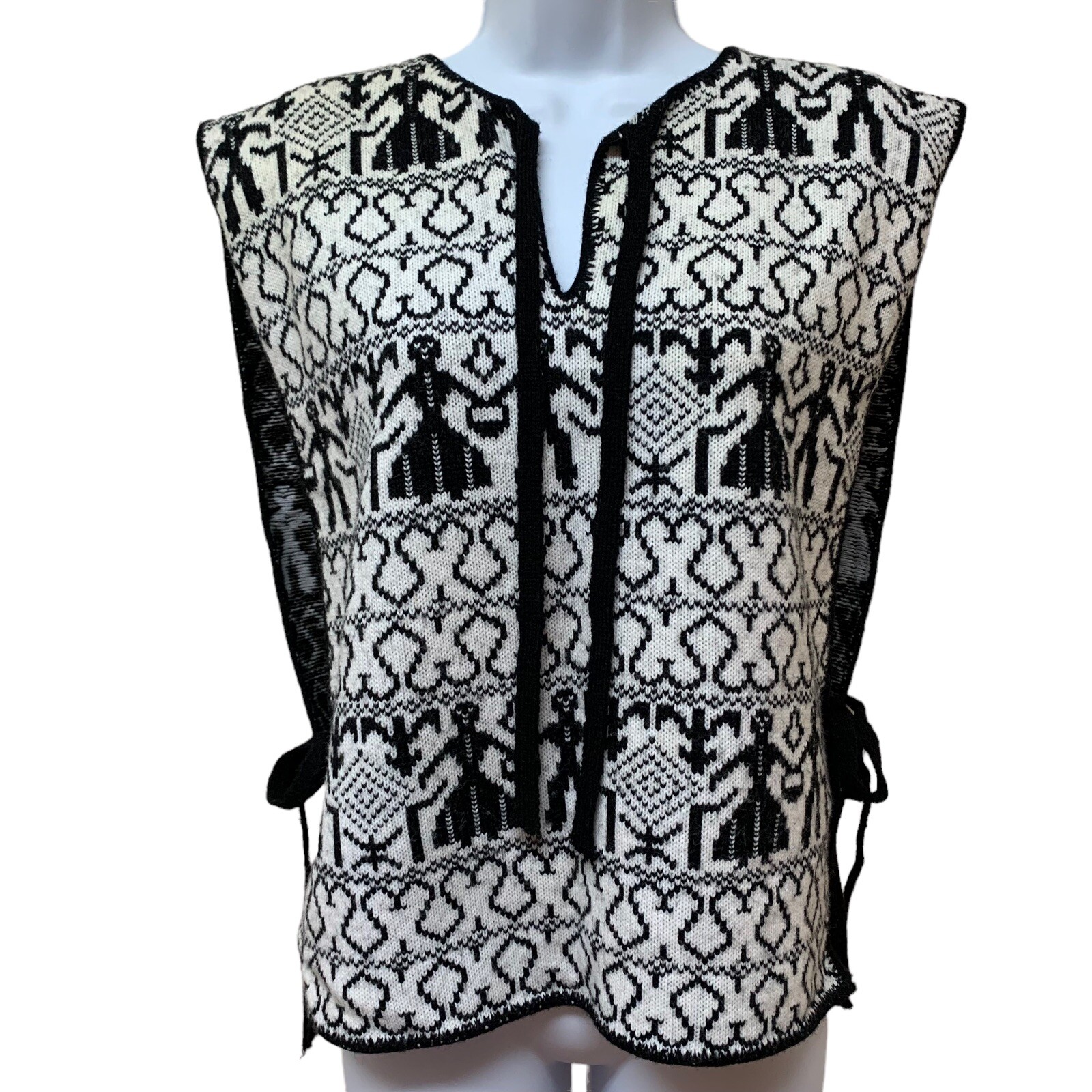 Vtg Milrank California Knit Apron Vest Poncho Ethnic Peasant Boho Art to Wear