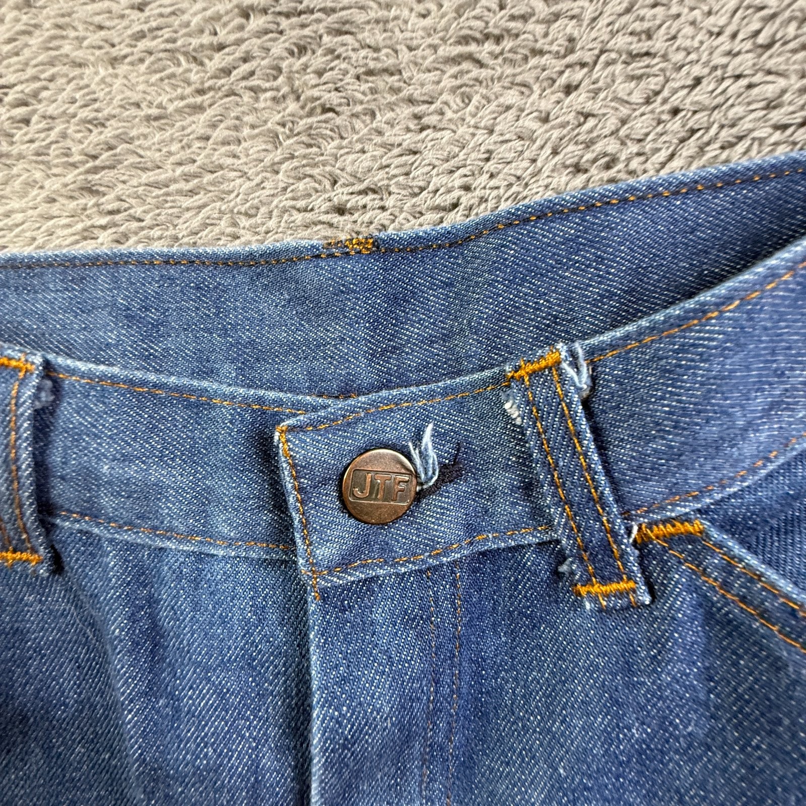 Vintage 70s Sears Womens 12 Bootcut Jeans Indigo Blue Denim Talon Zipper