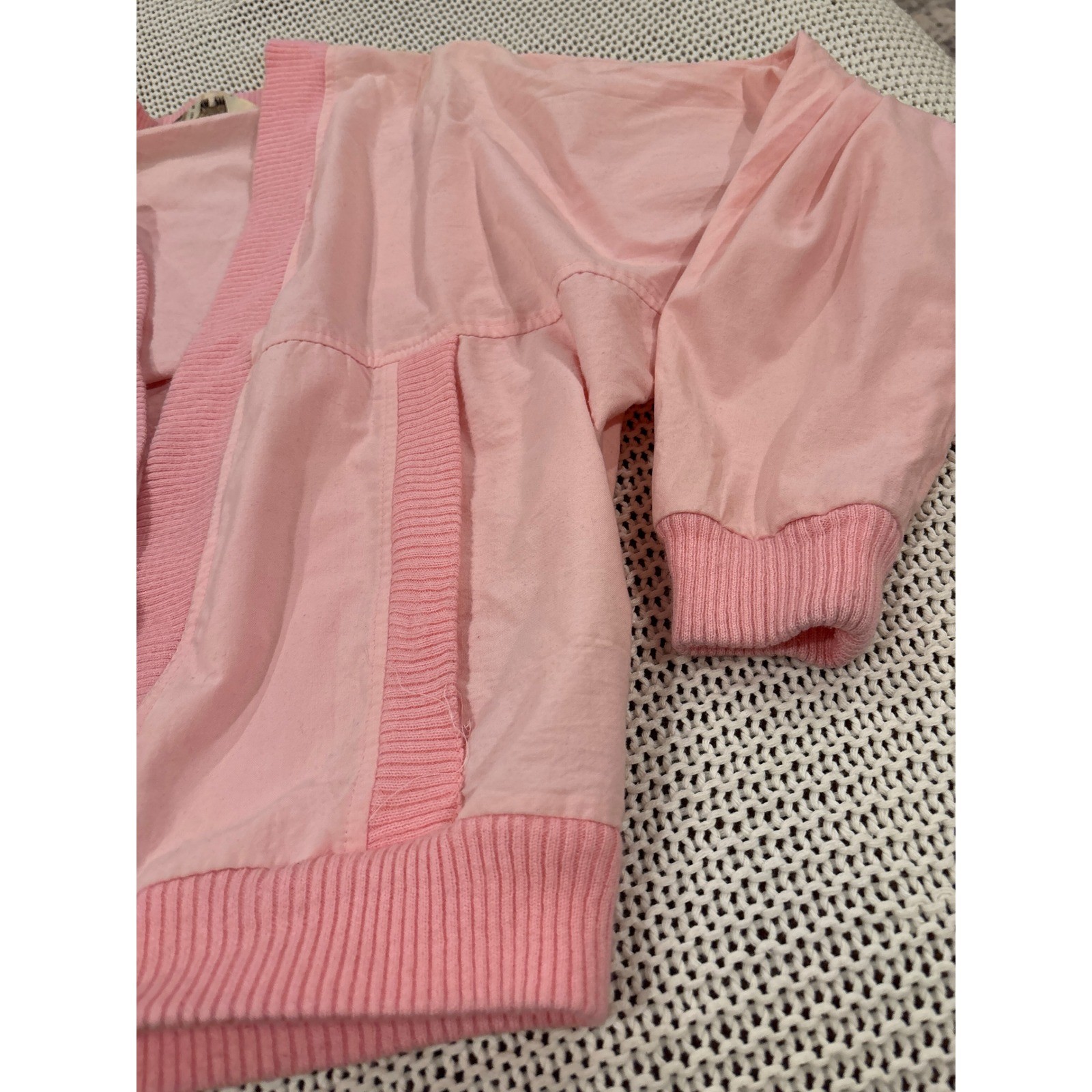Vintage New Departures Pink Mixed Media Bomber Cardigan Jacket Macau RN 36461