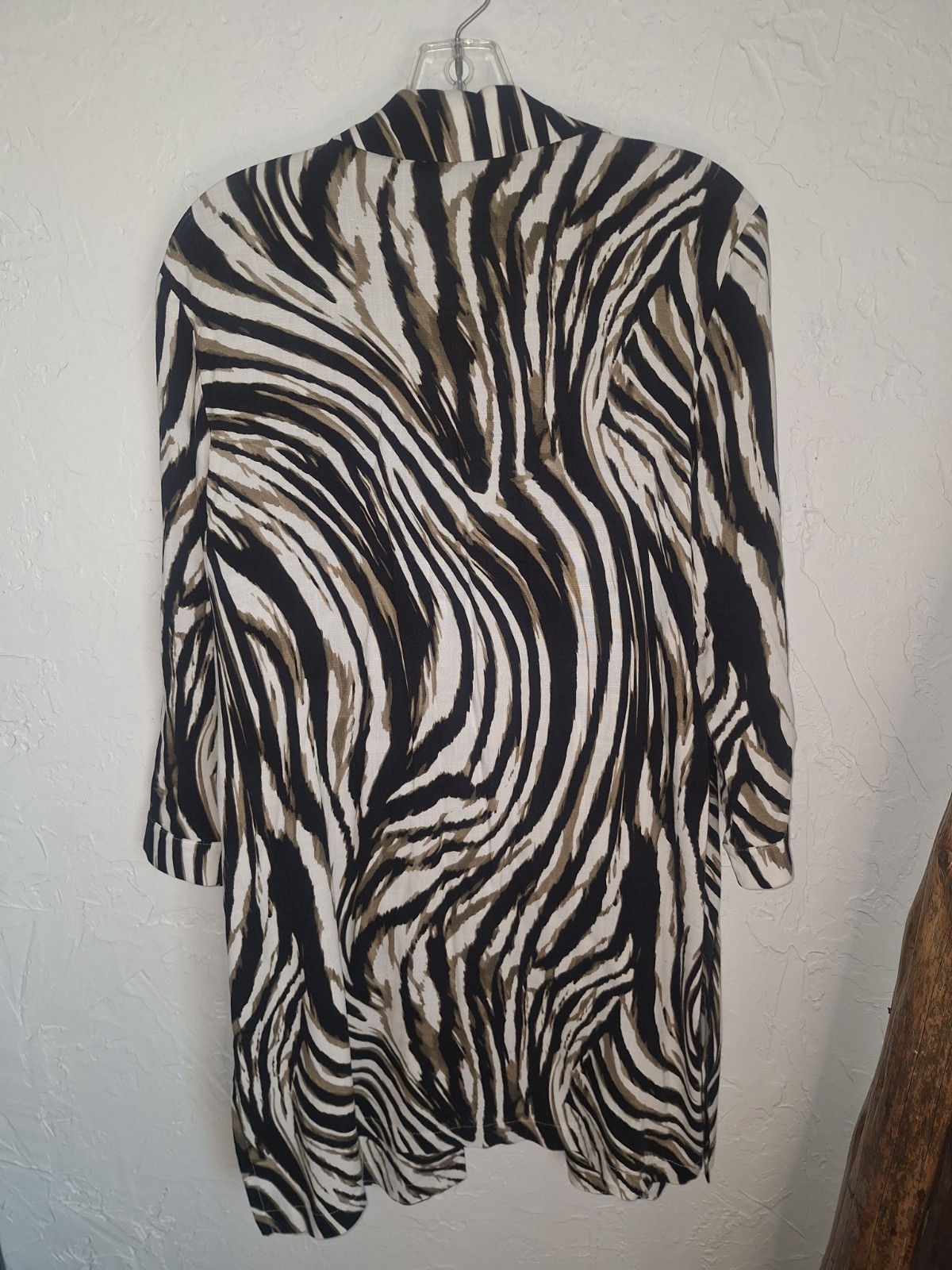 Joseph Ribkoff Blk &Taupe Animal Print Jacket Collar Zebra Stripe Please Read