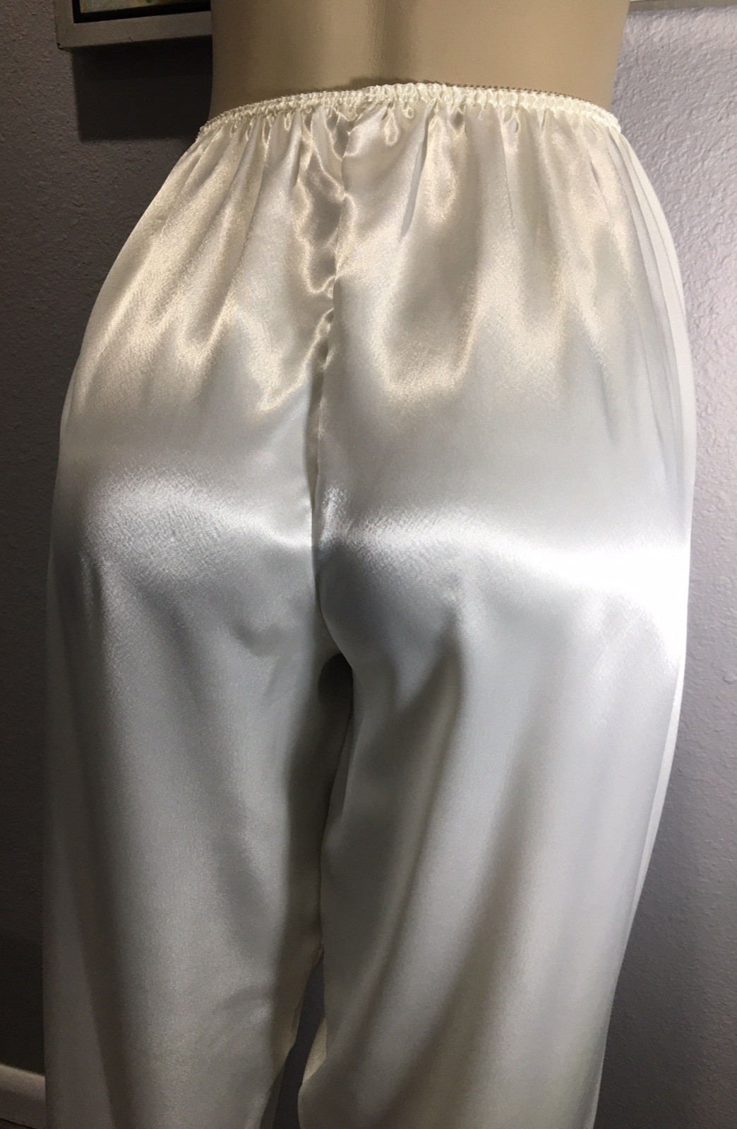 Vtg Fair Ivory Satin Pajama Lounge Pants L