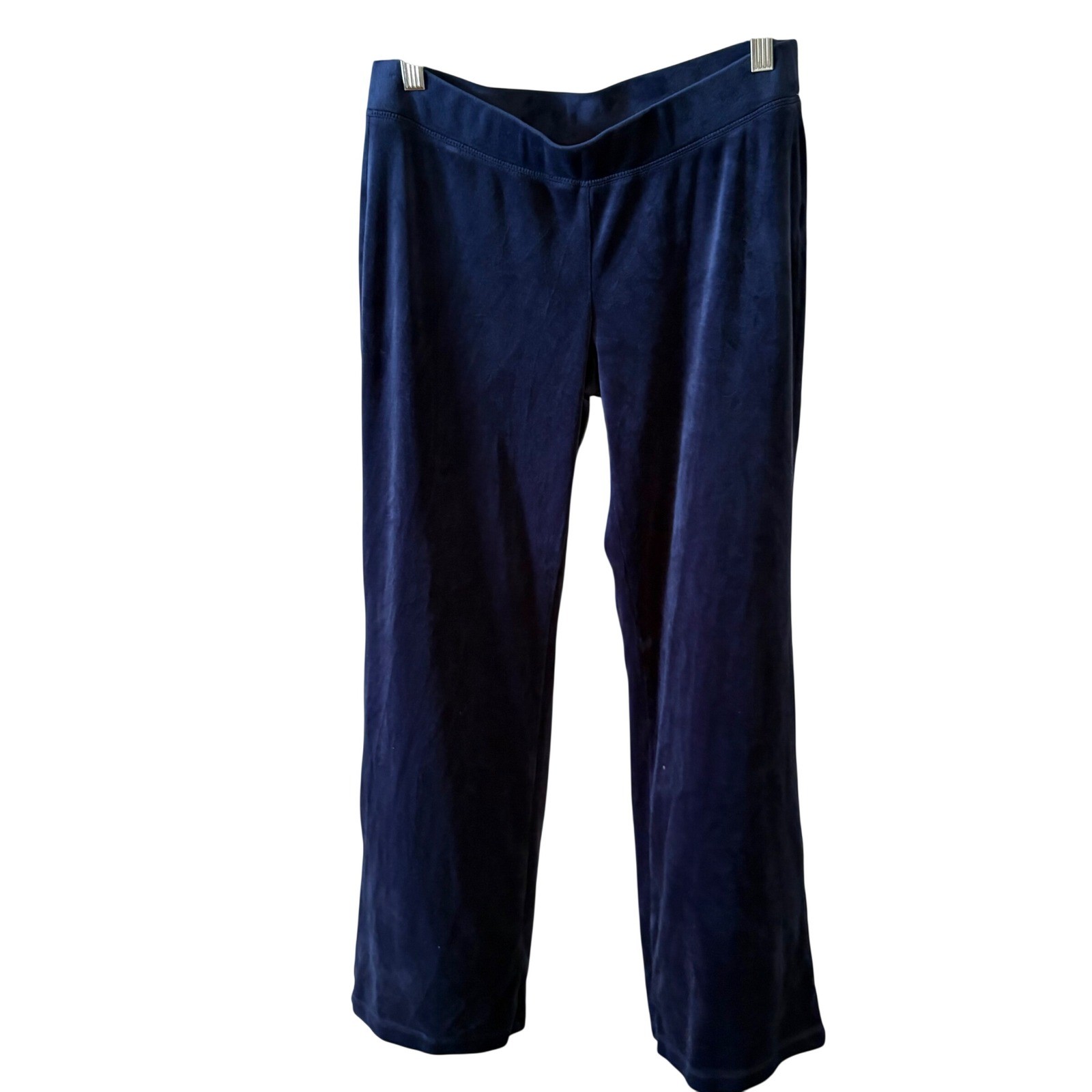 Juicy Couture Navy Blue Velour Track Pants with Rhinestone Spell Out in Size M