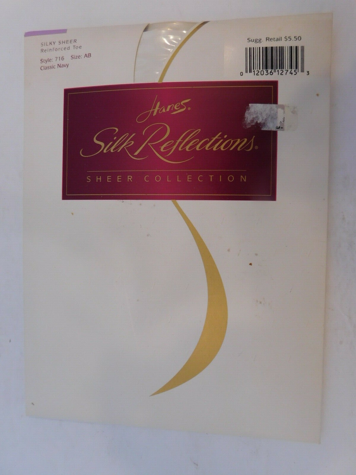 New! Hanes Silk Reflections Pantyhose Size AB Color: Navy Reinforced Toe