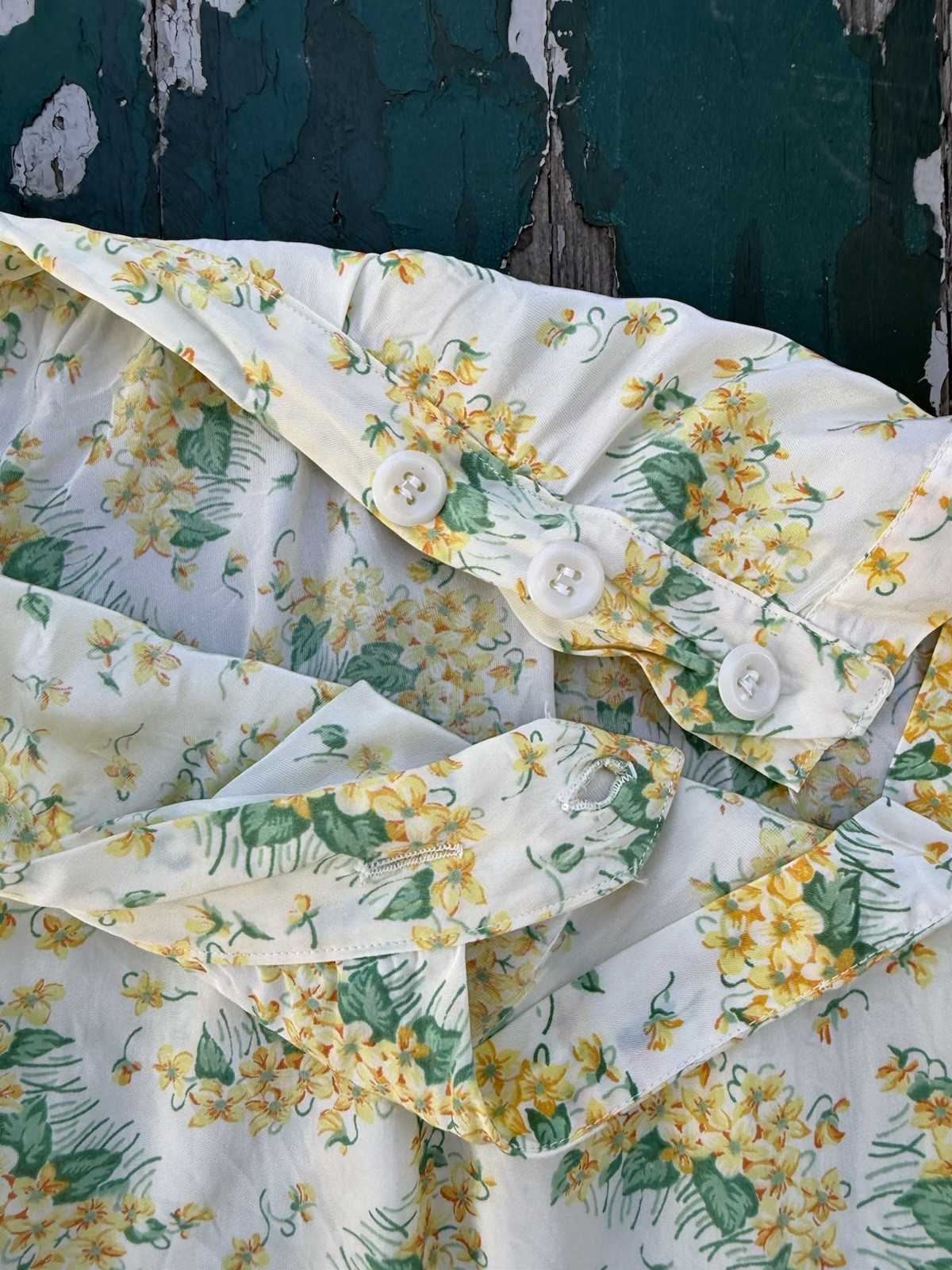 Vintage 1940s Cold Rayon Beach Pajama Set In Yellow Floral