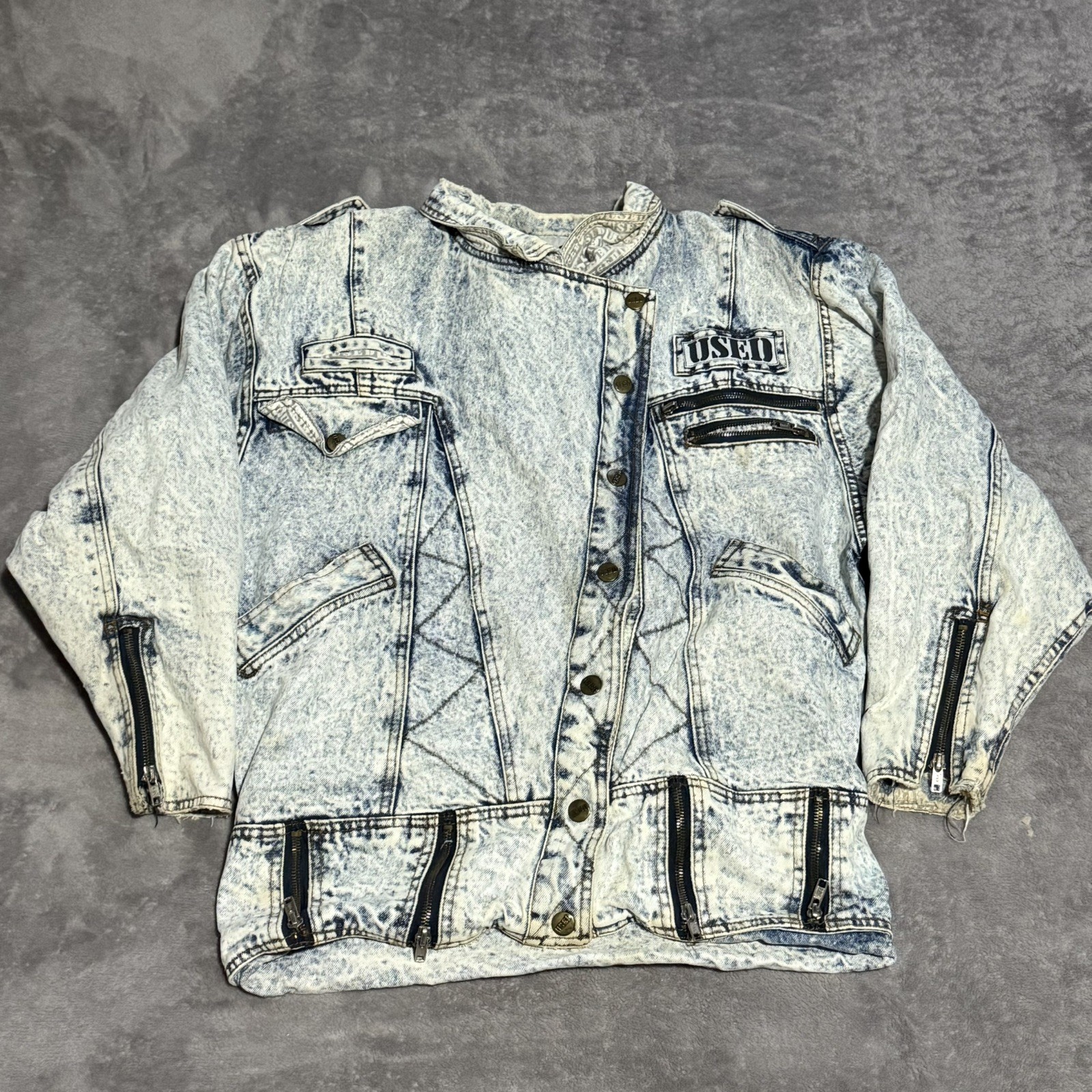 Vintage Get Used by Elie Jean Jacket Acid Wash Punk Rock Grunge Rap Women’s L