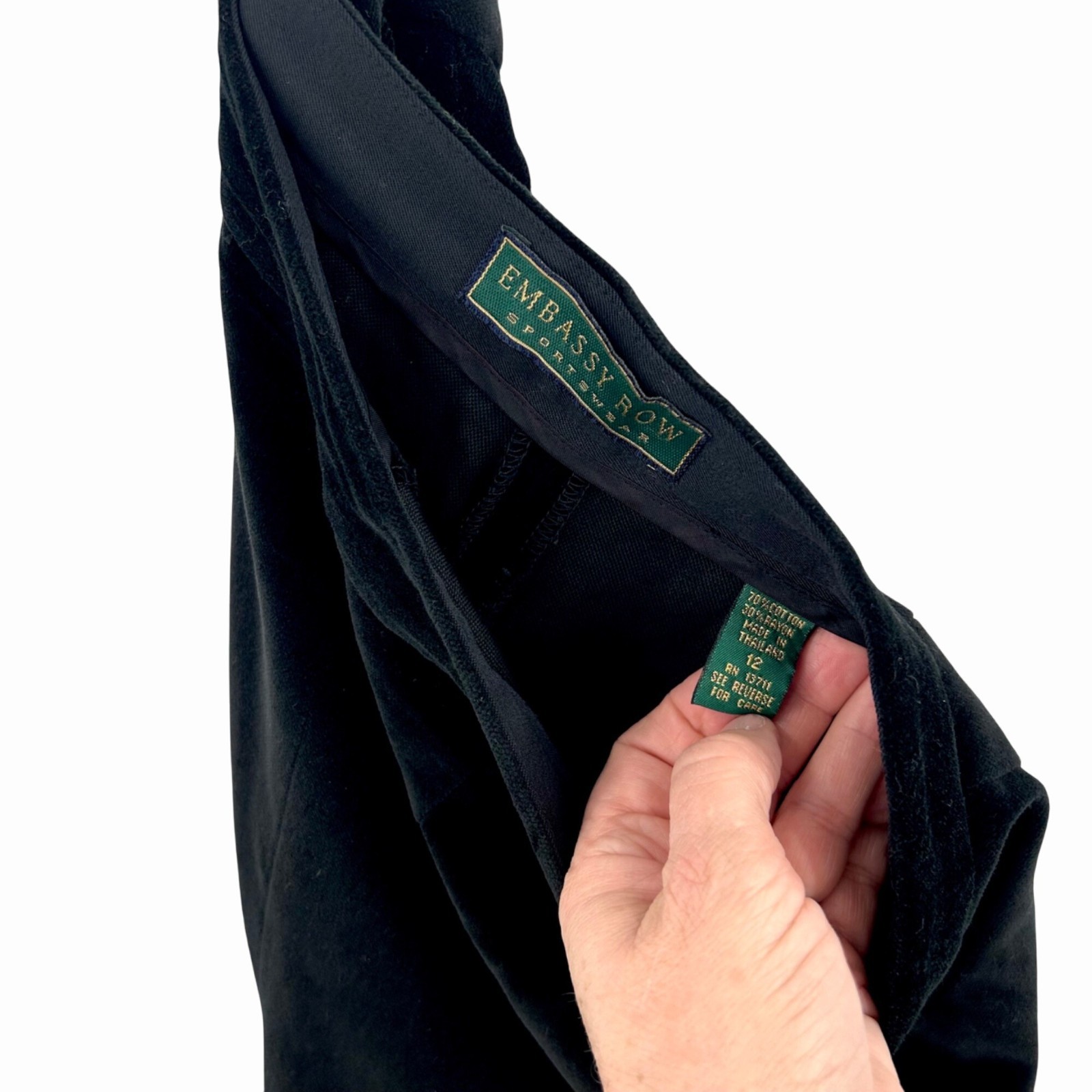 VINTAGE EMBASSY ROW SPORTSWEAR BLACK VELVET FORMAL HIGH WAIST PANTS – 12 HOLIDAY