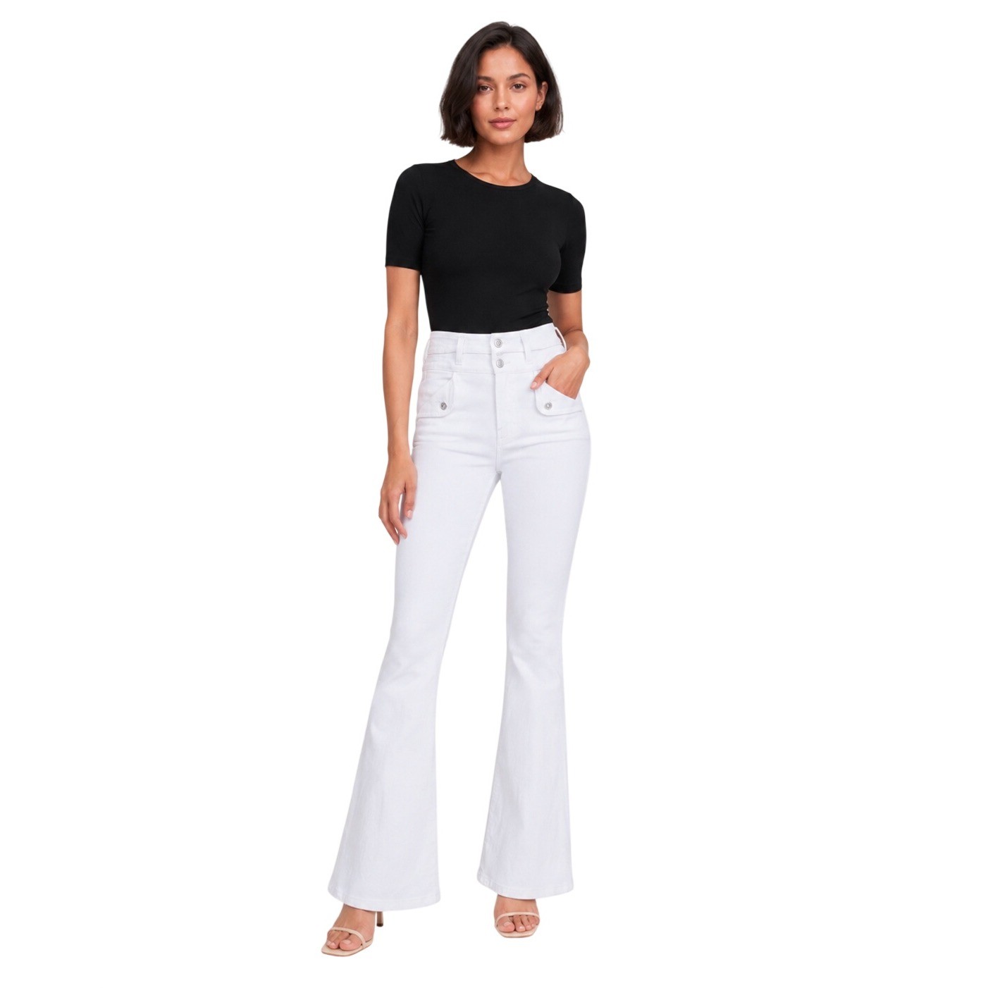 Veronica Beard Giselle White High Rise Skinny Flare Jeans Retro 70s Size 28