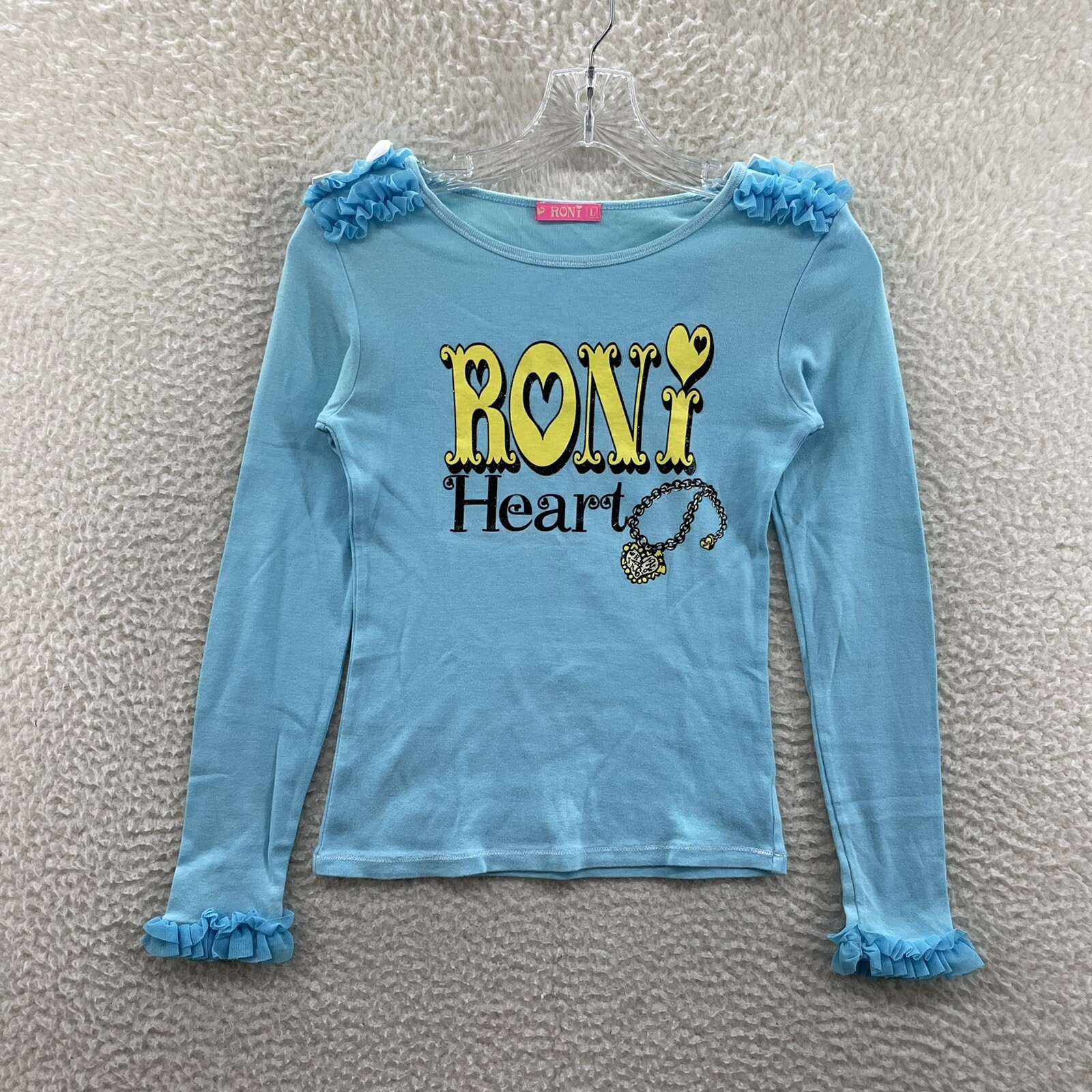 Y2K Vintage Japanese Top Shirt XS Small Glitter Ruffle Harajuku Kawaii Kidcore