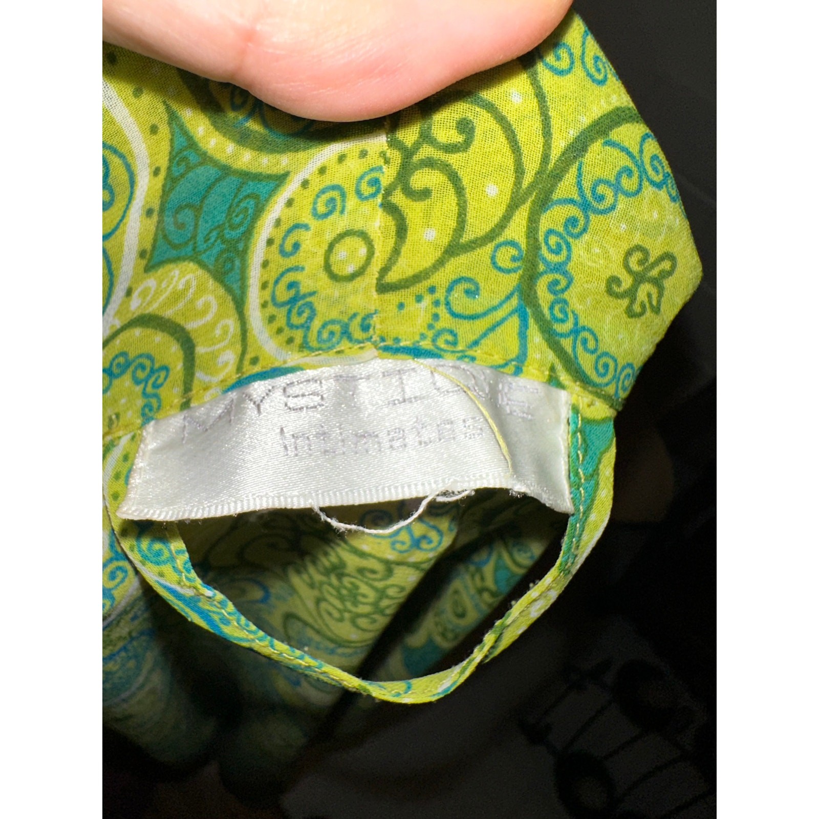 VINTAGE 90’s MYSTIQUE INTIMATES LIME GREEN MENSWEAR 60’s PRINT WRAP ROBE W/ BELT