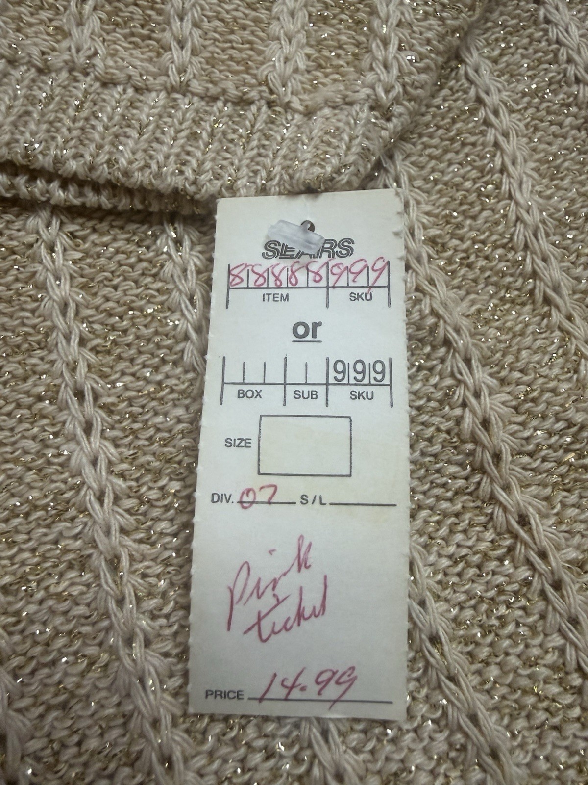 Vintage Arielle 80s Womens Large Sweater Beige Gold Flecks Made In USA
