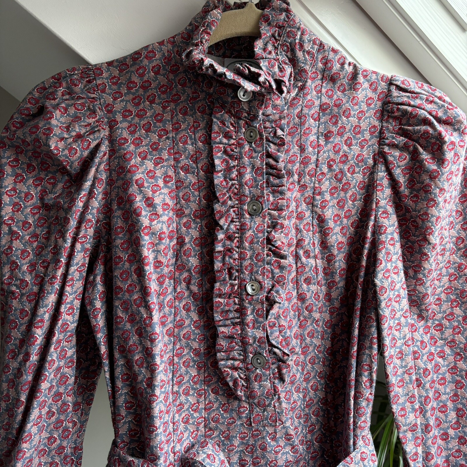 Vintage Laura Ashley Red Belt Drop Waist Dress Great Britain UK 10 US 8