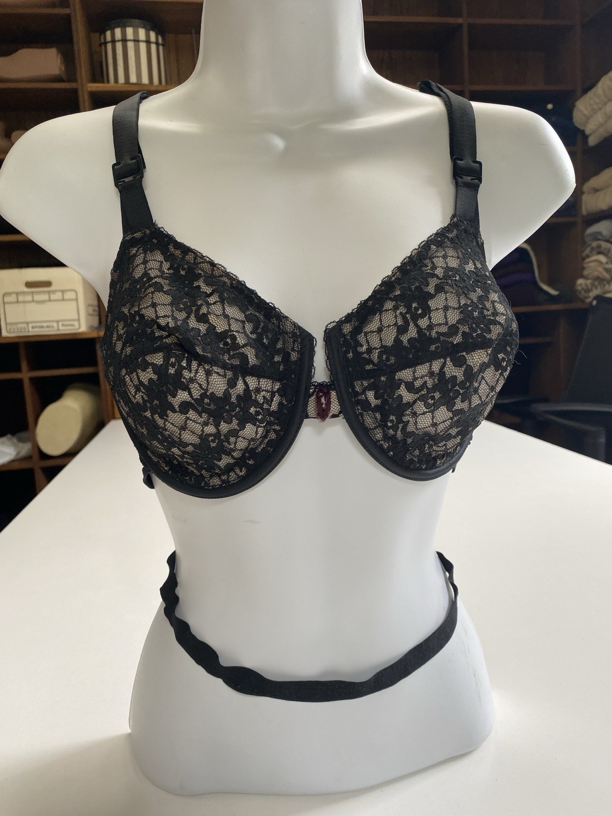 Vintage 50s 60s Lady Marlene 34C Wrap Around Low Back Lace Bra Nylon