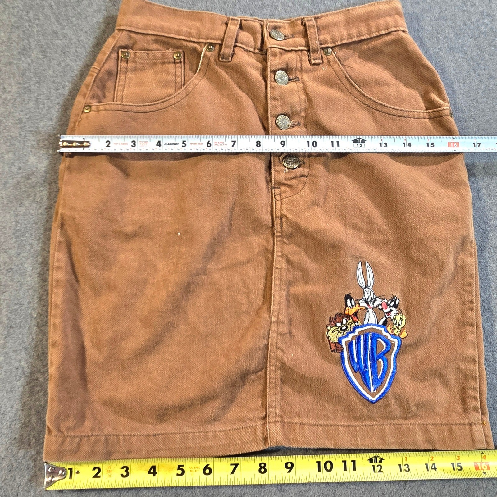 Vintage Acme Clothing Co Looney Tunes Denim Mini Skirt Warner Bros 25 Waist