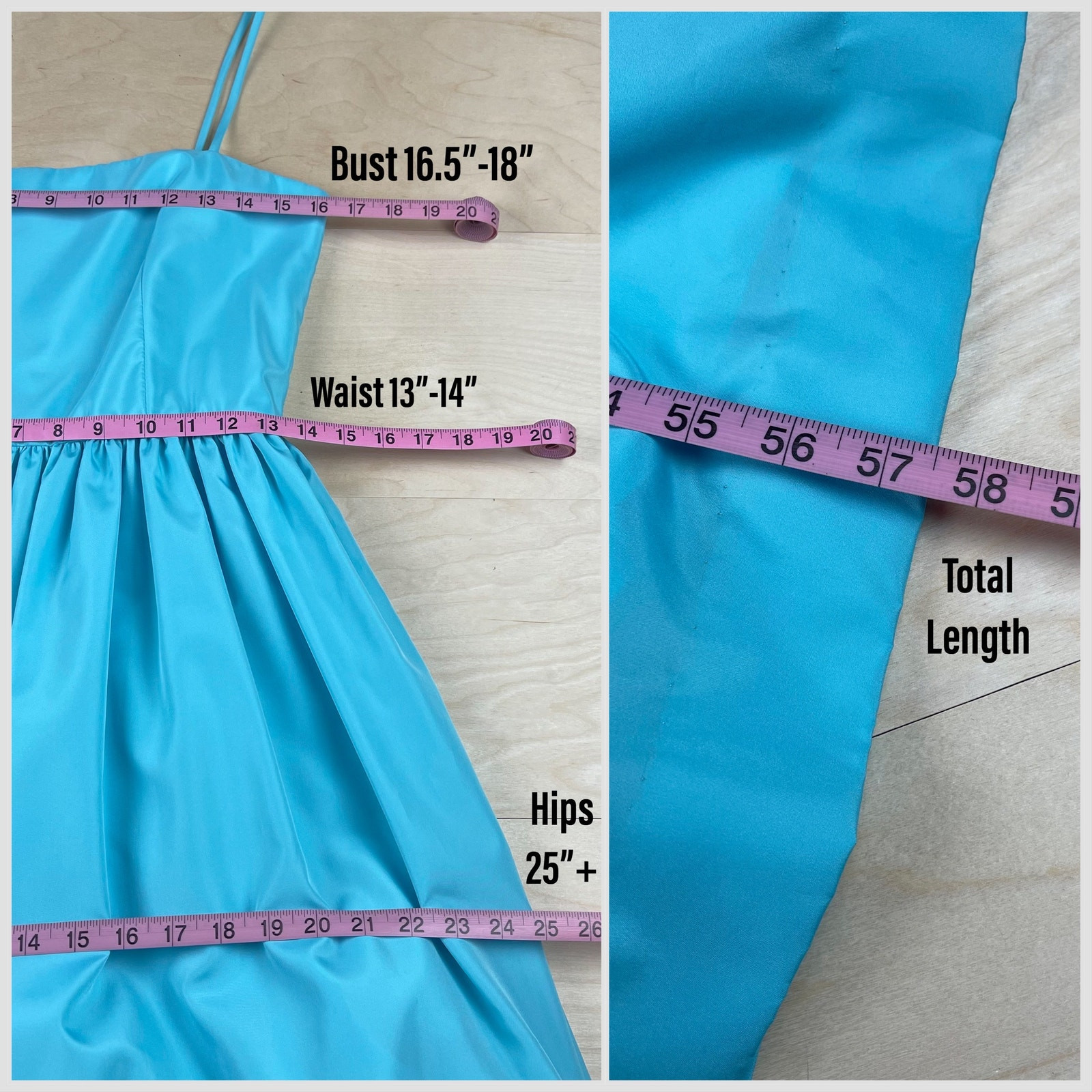 Sky Vintage 1970s Blue Empire Waist Prom Gown | 26″ – 28″ Waist