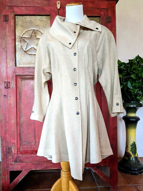 Vintage Henri Bendel Knit Coat JINABE PARIS Unique Beige Sz 40 6 8 1980s France