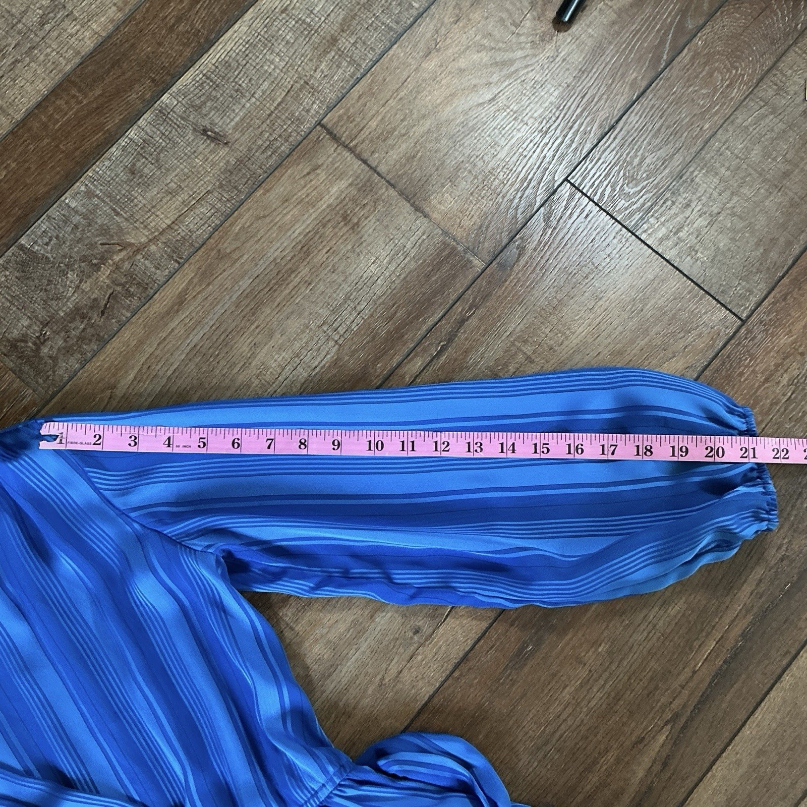 70s VTG Marinette Royal Blue Stripe Wrap Dress Belt 100% Polyester Size 12 #18D7