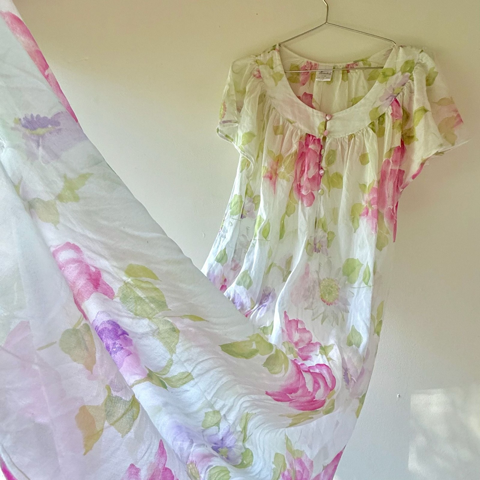 Vintage Fürstenberg Cotton Floral Nightgown Maxi Dress Made in Germany