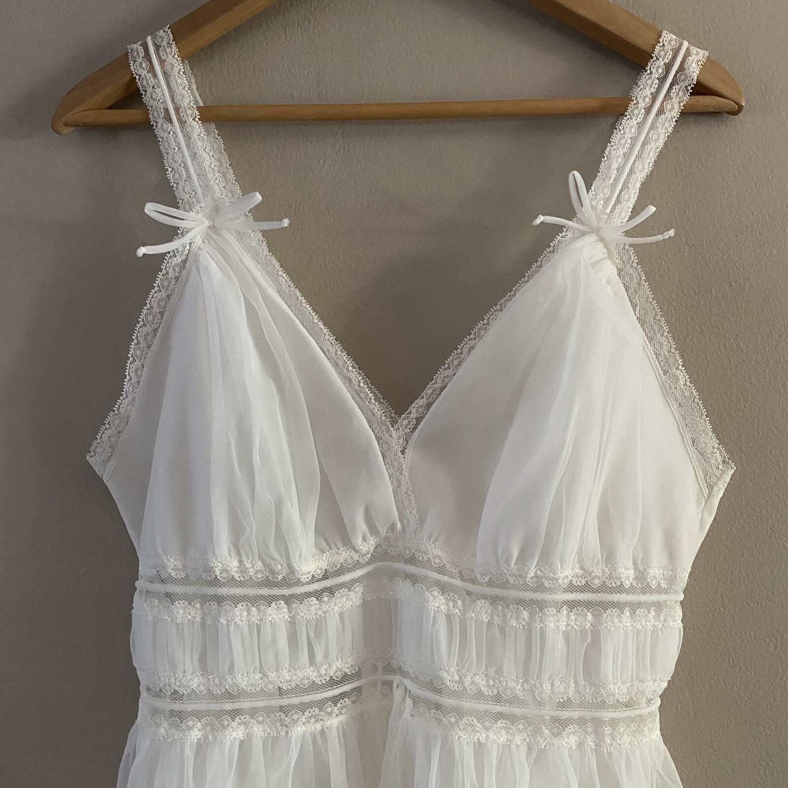 Vintage Gotham Gold Stripe Lace Tulle Lined Slip Dress Fairy Ballet Core Sz. 36