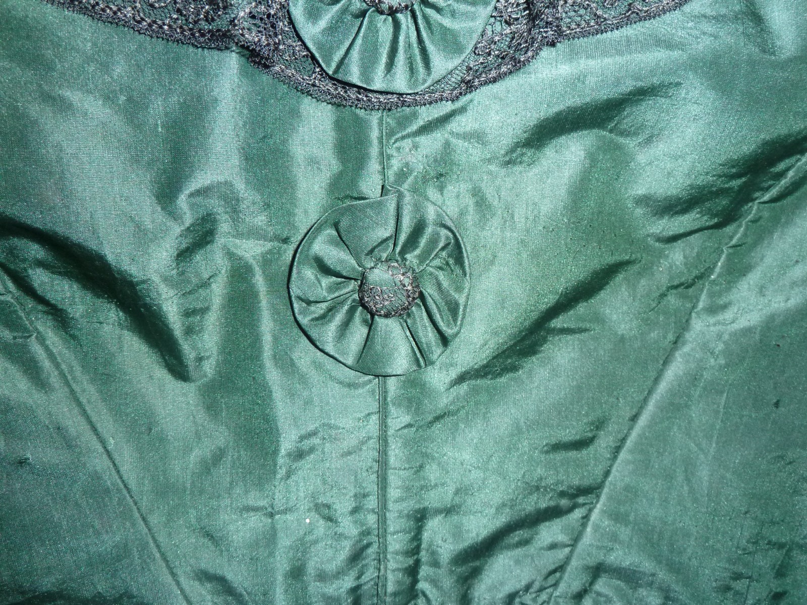 Antique Victorian Blouse Mid to late 1800s Vtg Chantilly Lace Handmade Rosettes