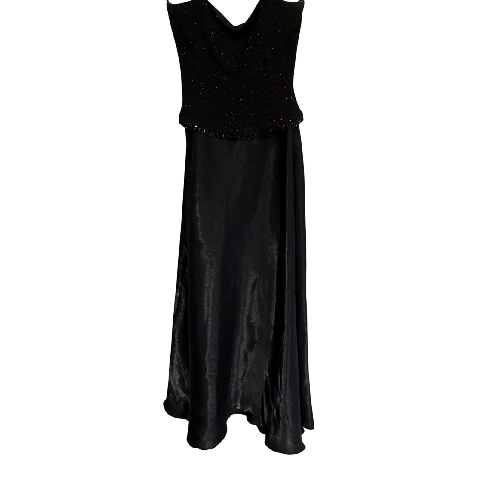 Y2K whimsigoth Scott McClintock Black Strapless Beaded Evening Gown Dress 6