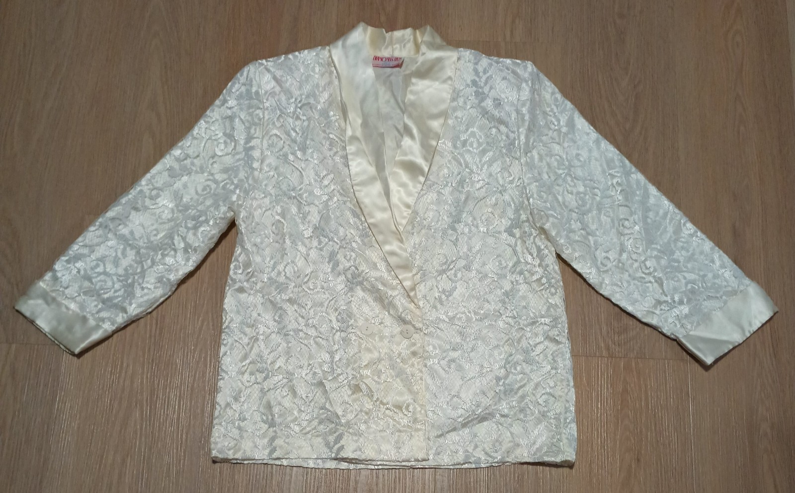 Vtg 80s DIAMOND’S RUN New Wave Chantilly Lace Overlay Ivory Blazer Jacket M L
