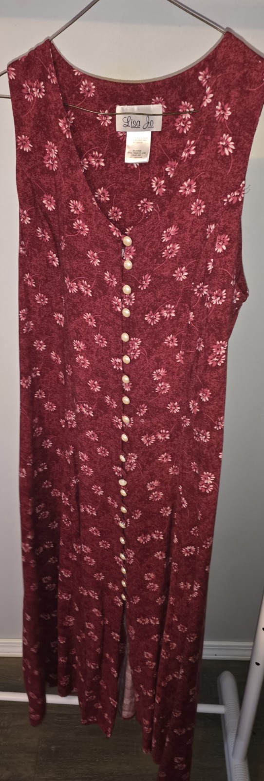 vintage 1990s Lisa Jo floral maxi dress size 15/16 Red Maroon