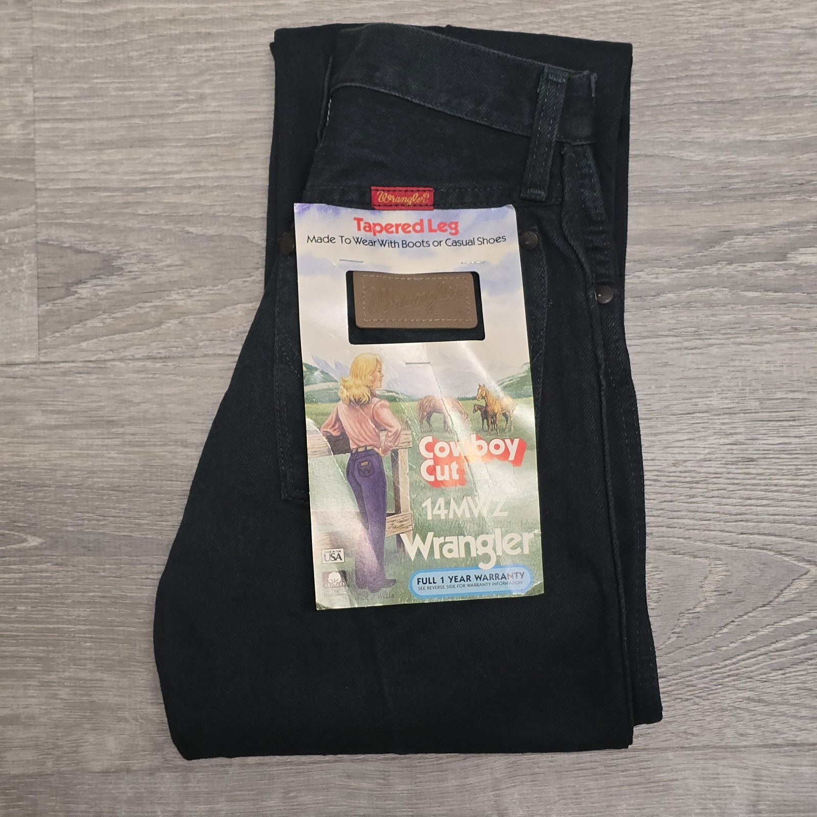 Vintage Wrangler Cowboy Cut 14MWZ Red Tag Jeans Women 0x34 Green USA Made NWT