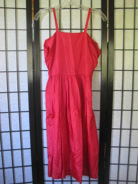 Vintage 1950s Sheer Dress Red White Swiss Dots Sailor Look Rhinestones 32 XS S
