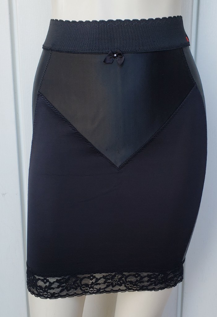 Vintage Aubergine Satin Black Shapewear Skirt Half Slip Size Small Sissy Fem
