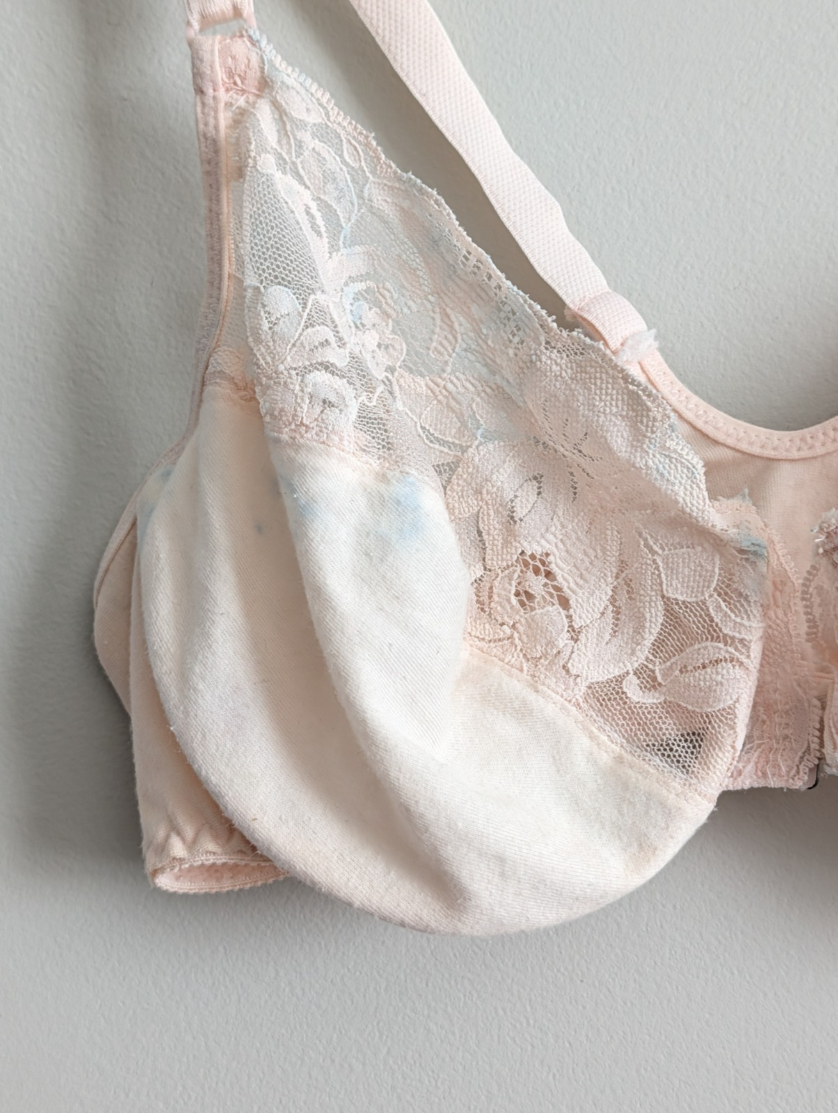 Vtg Victoria’s Secret Gold Tag Lace Bra 36C Racerback Front Clasp BLUE TRANSFER