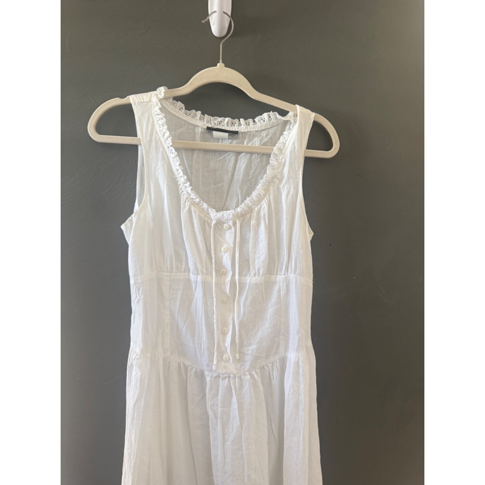 Morgan City Vintage White Eyelet Lace Prairie Midi Dress Womens Medium USA Made
